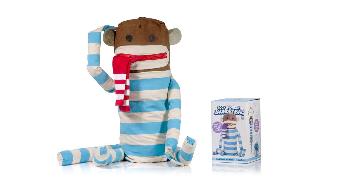 SuckUK Wäschesack Wäschebeutel Sock Monkey Laundry Bag (Wäsche Aufbewahrung, 1 St., Affe), ca. 23 x 89 x 10 cm