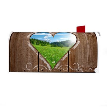 banjado Amerikanischer Briefkasten Mailbox Ausblick mit Herz (Amerikanischer Briefkasten, original aus Mississippi USA), 22 x 17 x 51 cm