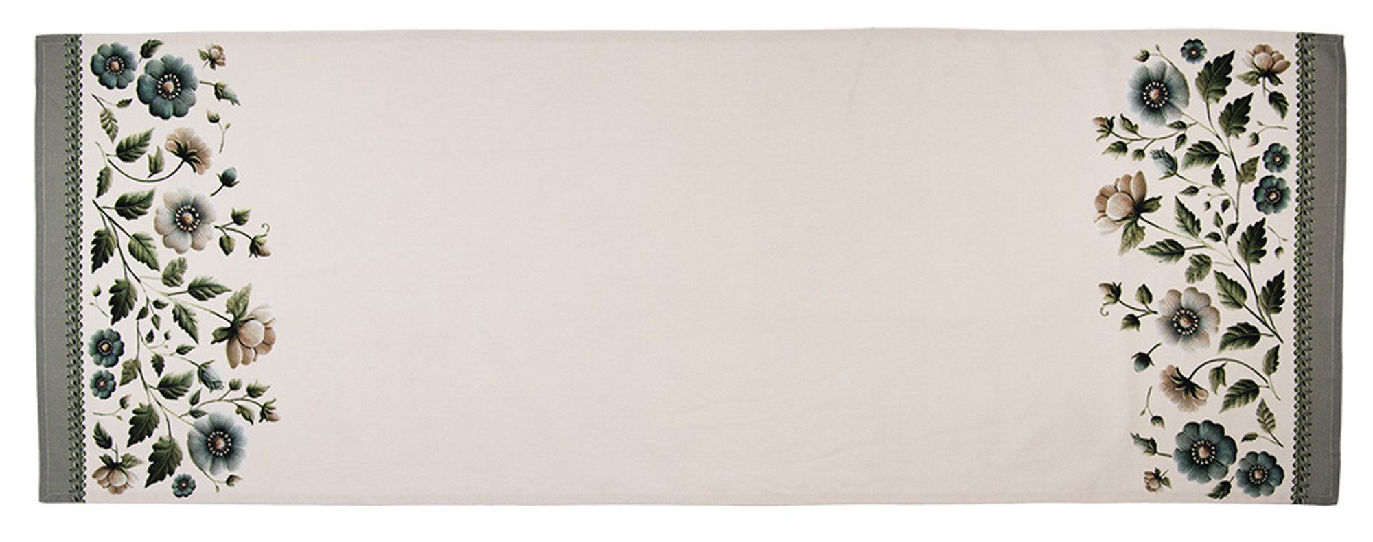 Clayre & Eef Tischläufer Gently Blooming (1-tlg, 1-teilig), Tischläufer Tischdecke ca.50x140cm Baumwolle