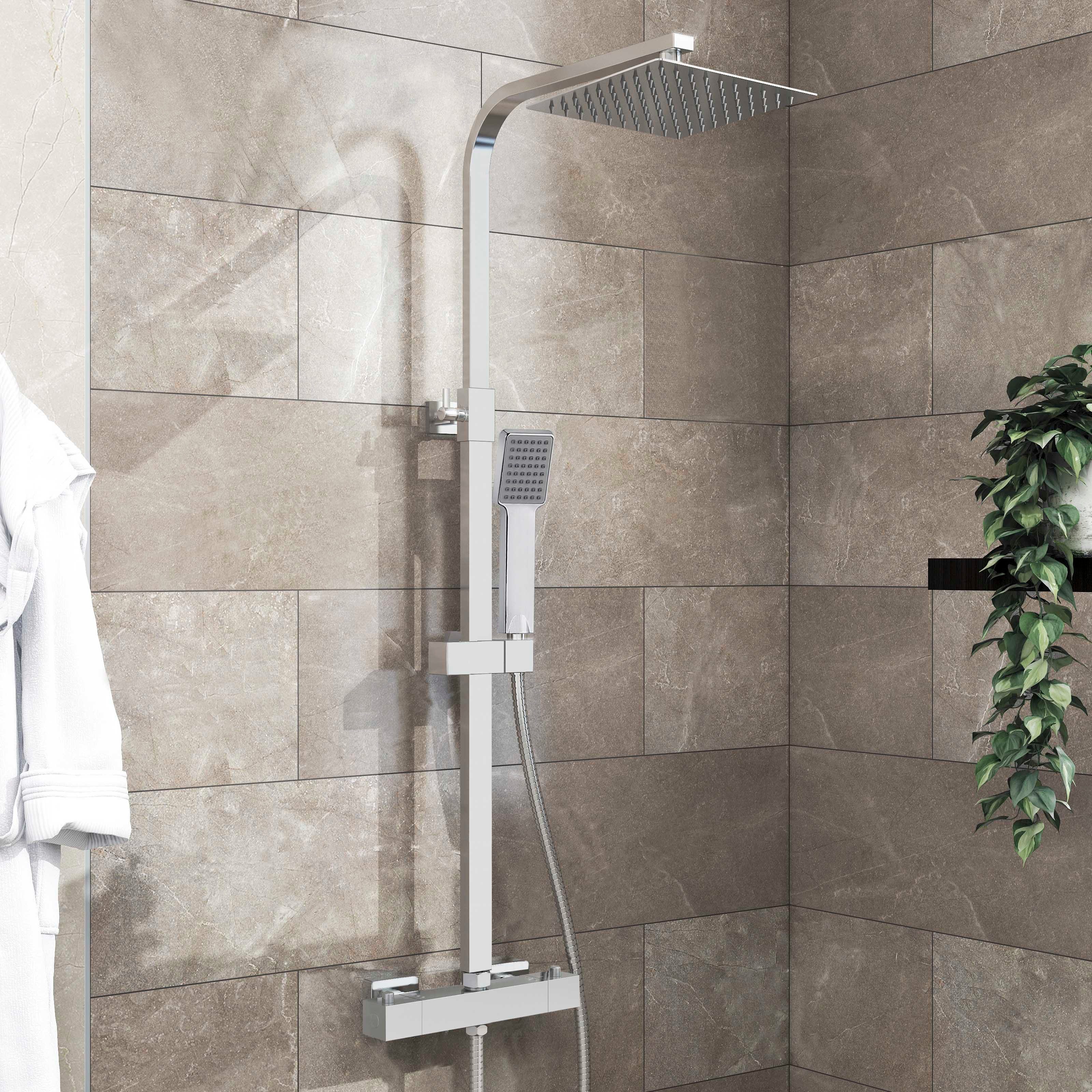 Duschsystem Schwarz Regendusche mit Thermostat Duschsystem Duschsäule Duschset