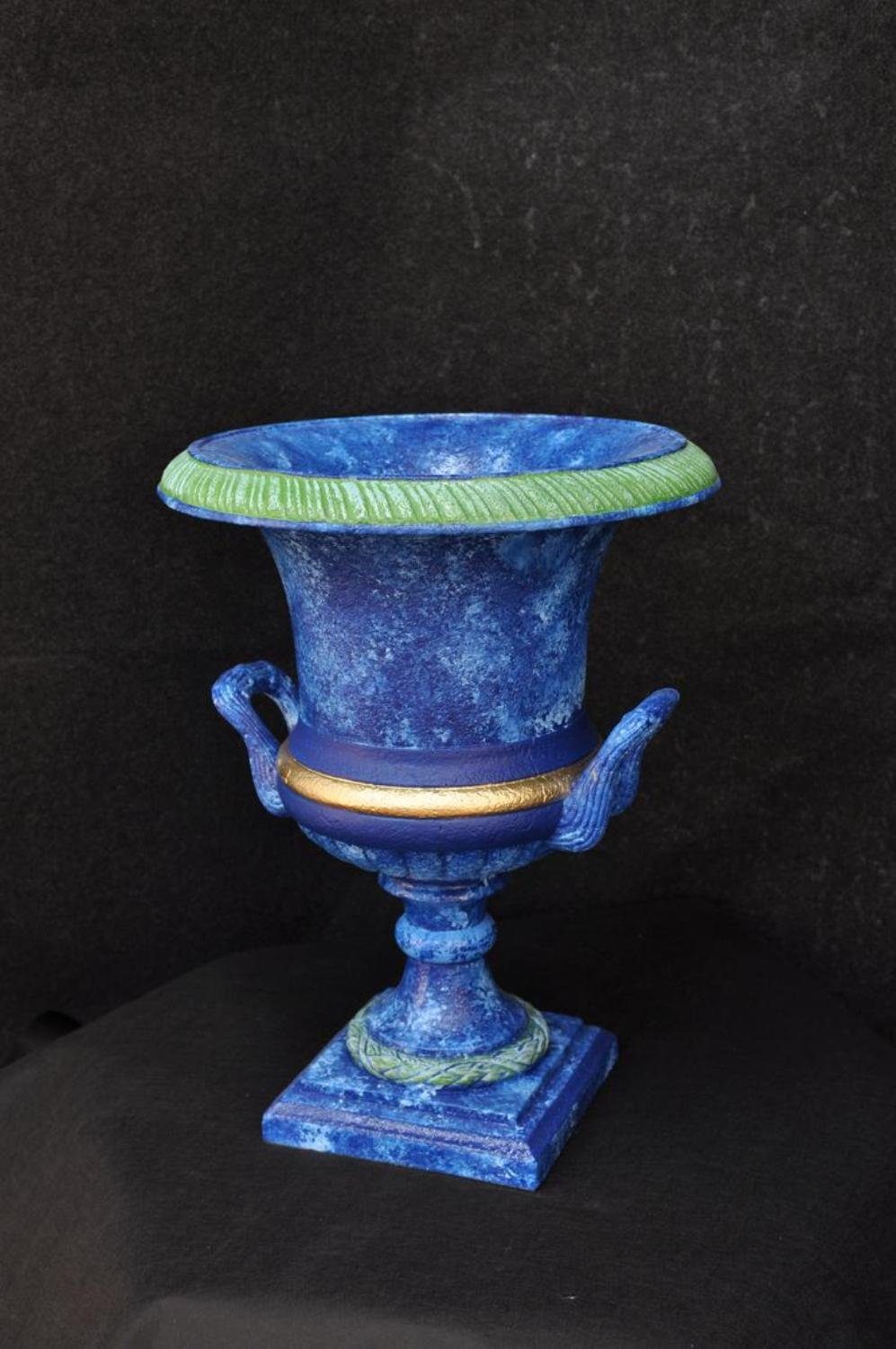 JVmoebel Skulptur Design Blumen Topf XXL Vase Vasen Handarbeit Deko Kelch Pokal Blau