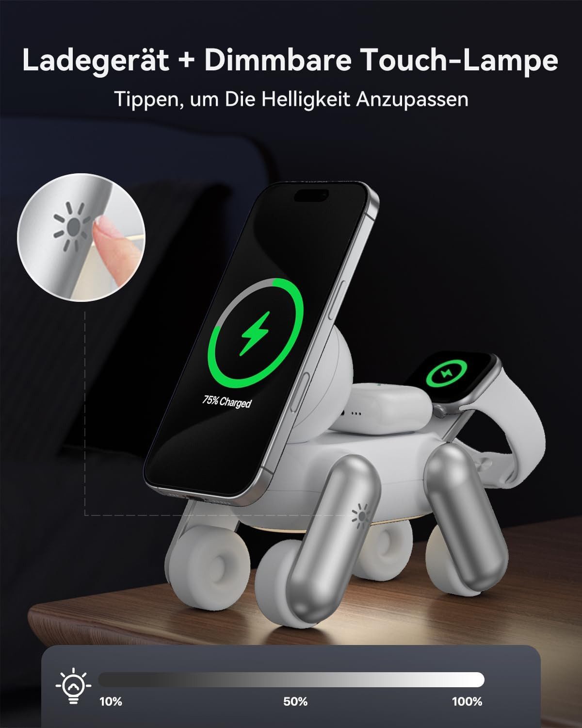 GreenHec 25W Ladestation 3 in 1 MagSafe Ladegerät iPhone 18/17 Pro Max Wireless Charger (0,02 mA, Spar-Set, PowerBase + Ladegerät + Ladekabel, Apple Watch, AirP – Bild 3 von 5