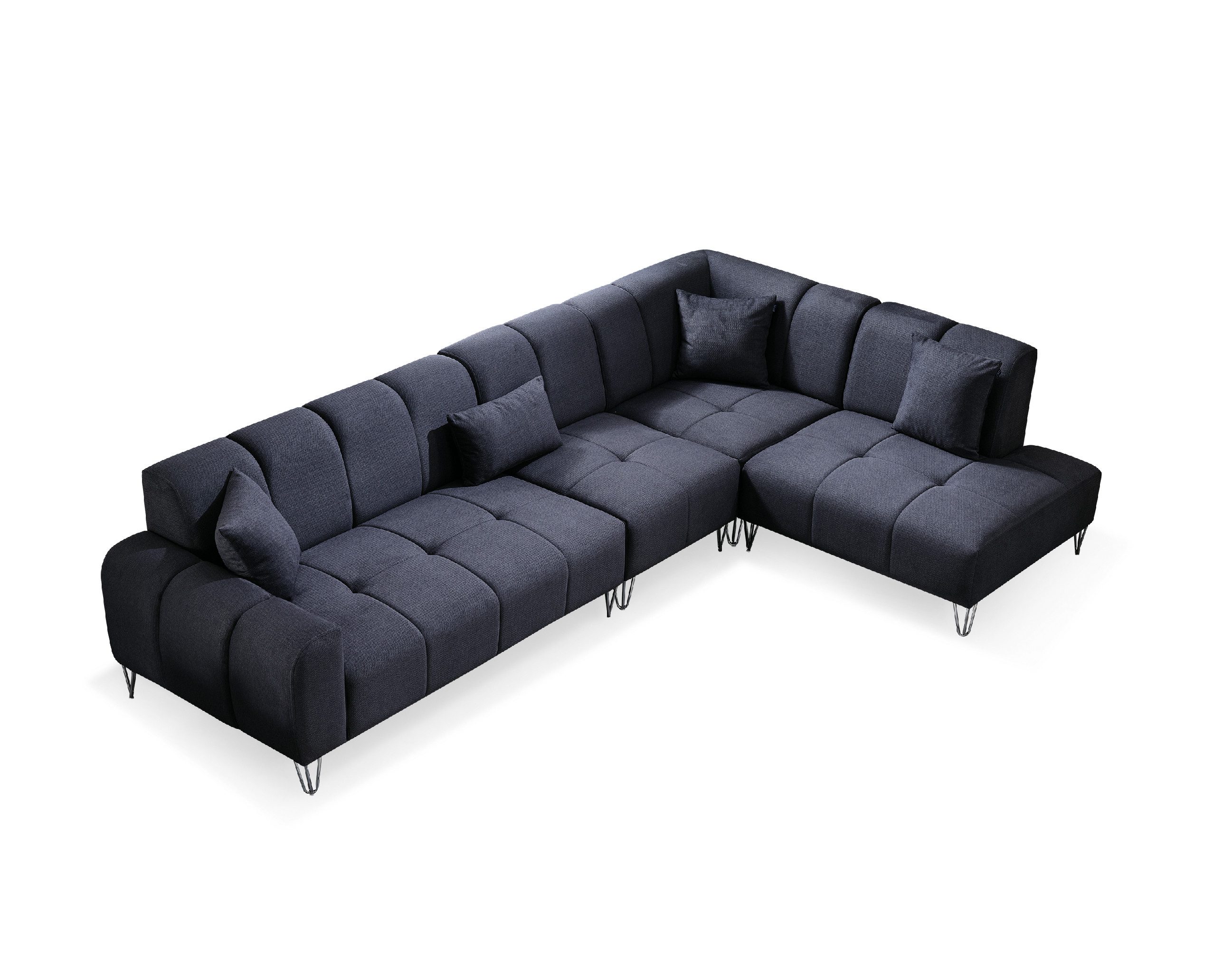 Nobelaa Ecksofa Ecksofa "Wasserrose" Ottomane rechts + Hocker