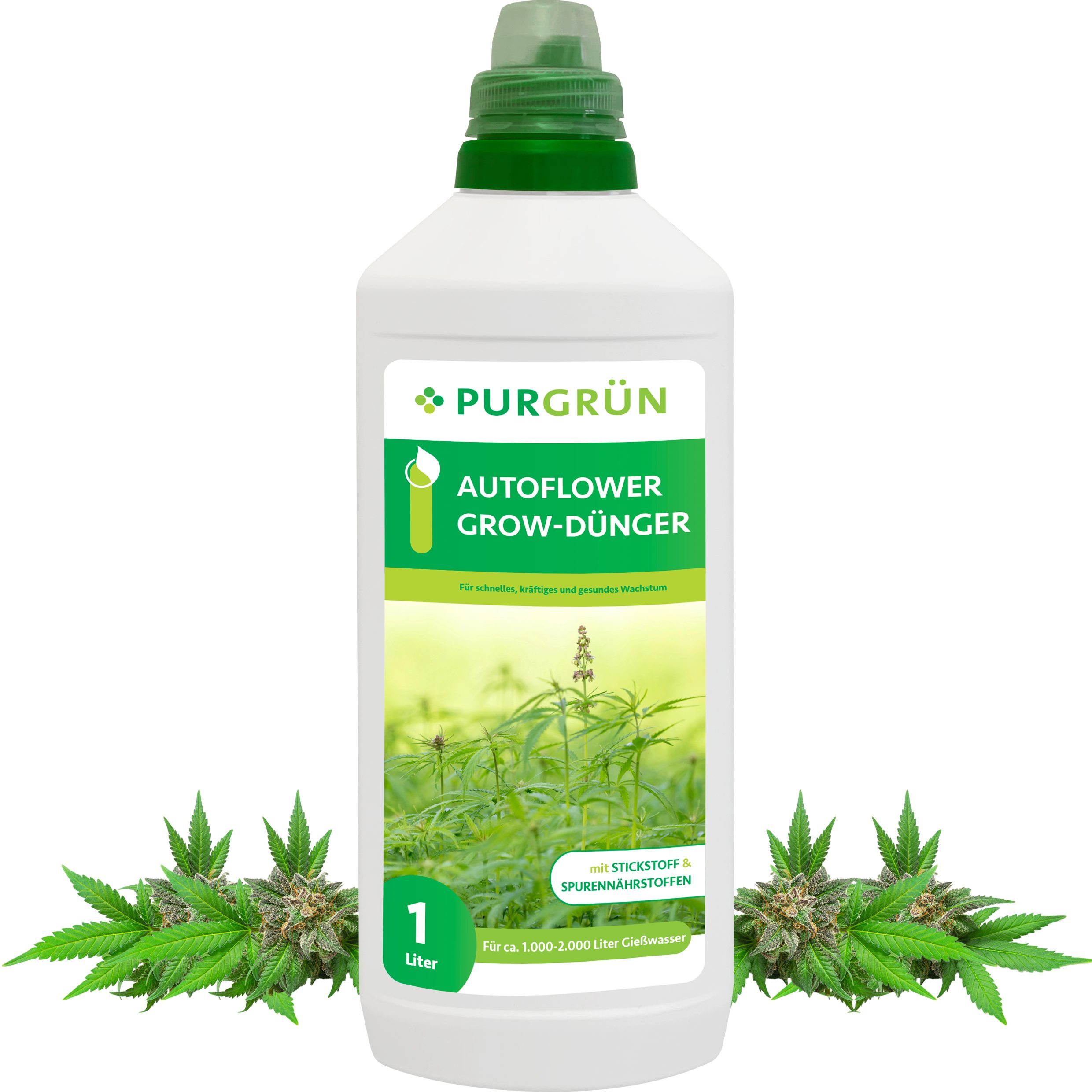Pflanzendünger Purgrün Autoflower Grow Dünger, NPK 5+4+6, kräftiges Wachstum, 1 Liter