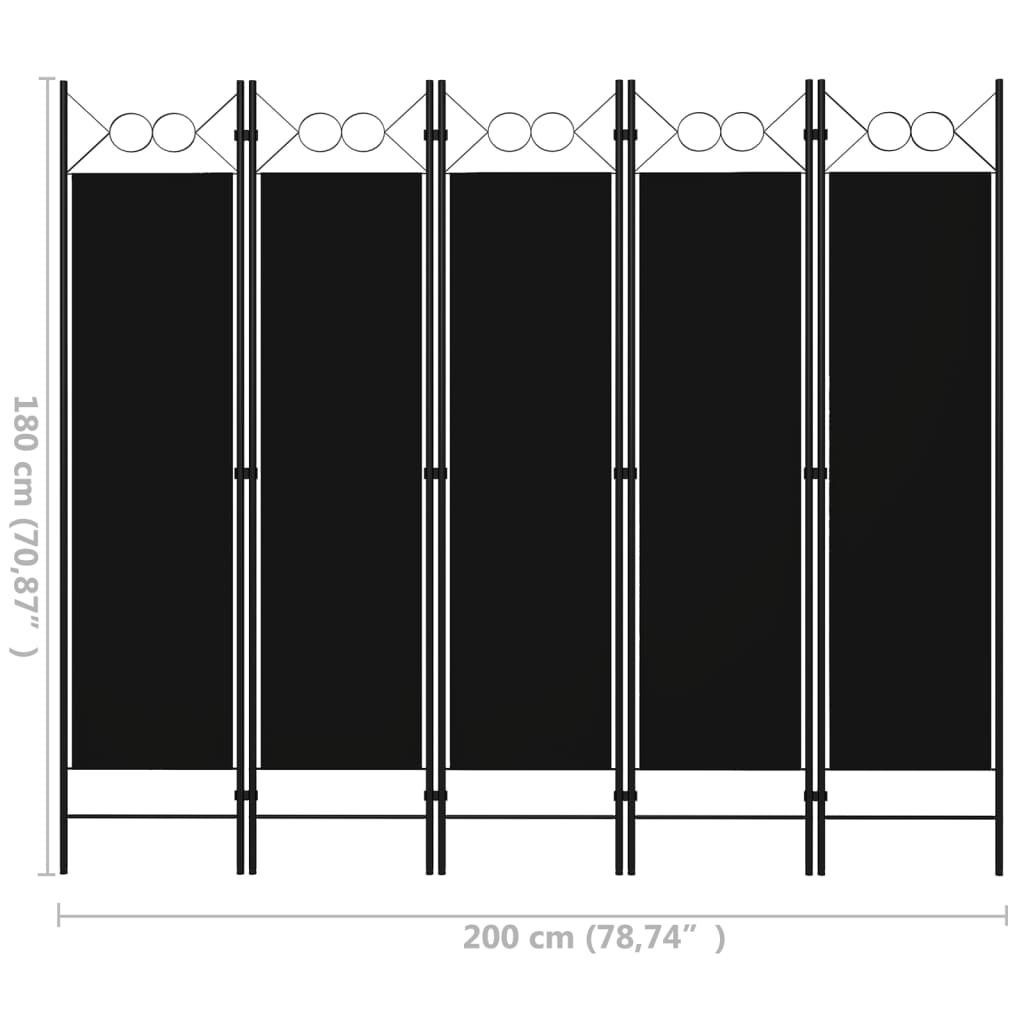 180 vidaXL Spanische Raumteiler Raumteiler Wand Trennwand x Paravent 200 Schwarz 5-tlg c