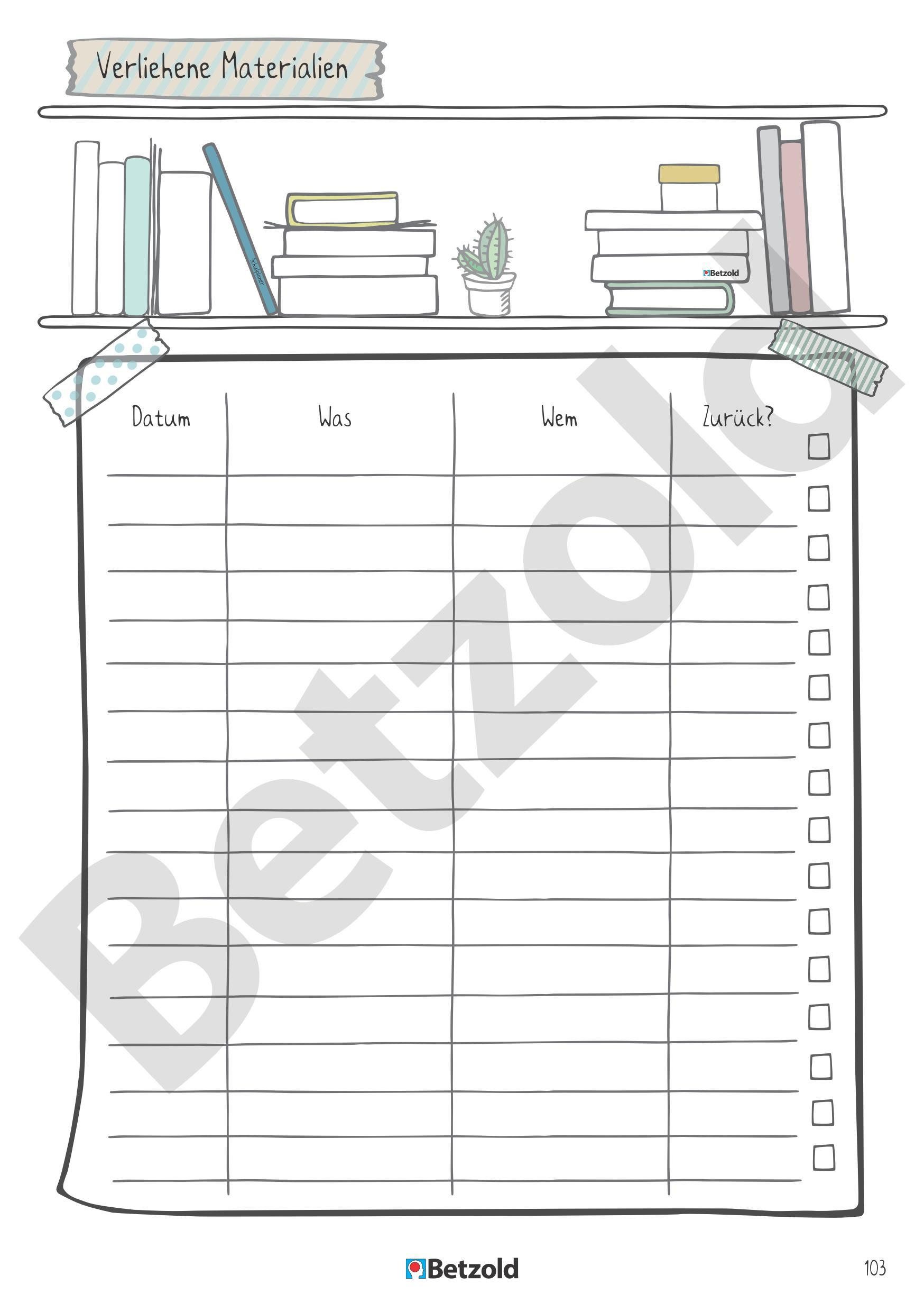 Betzold Lehrerkalender Orgaheft Schüler-Logbuch