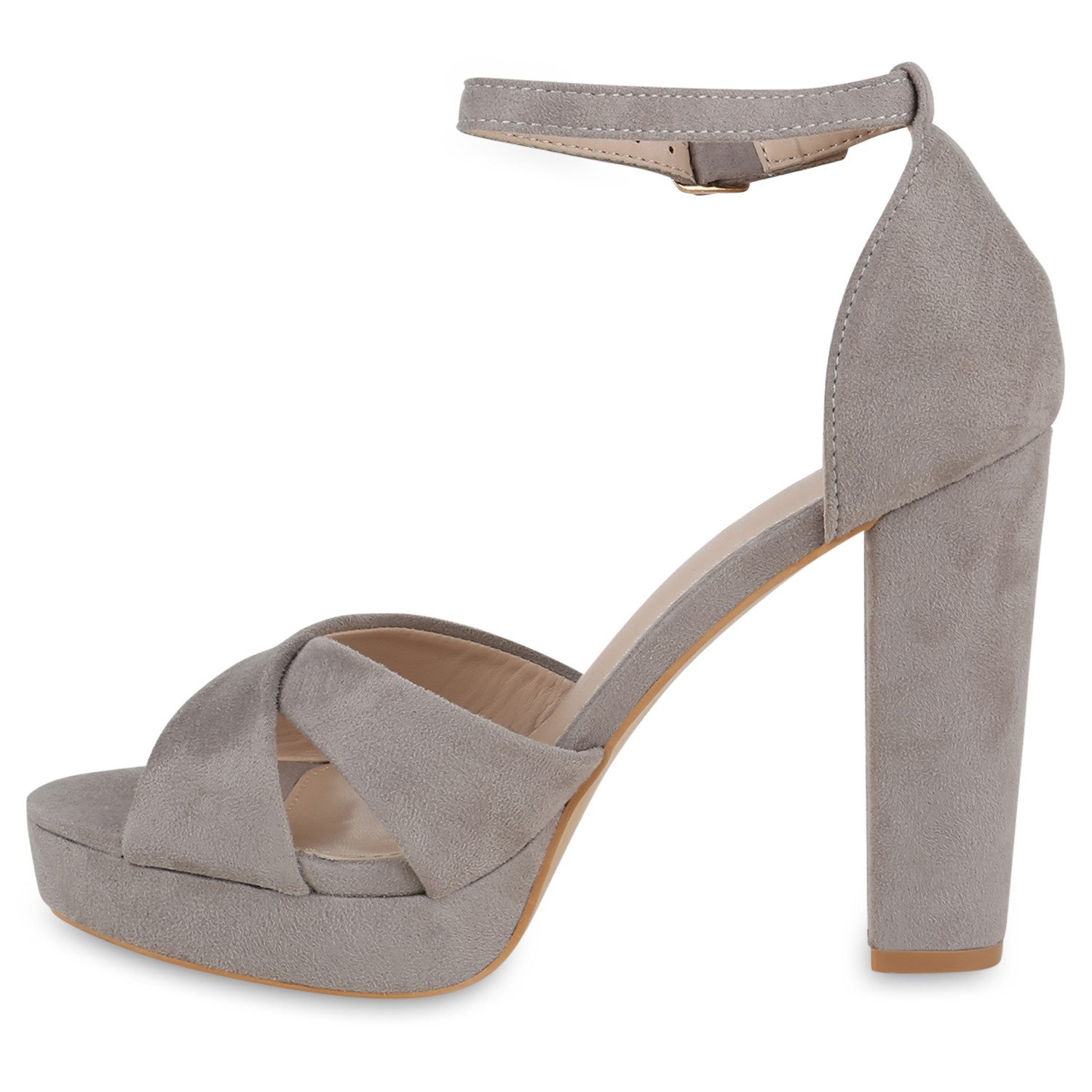 VAN HILL 841365 High-Heel-Sandalette Damen High Heels Sandalette Veloursleder-Optik Party Absatz-