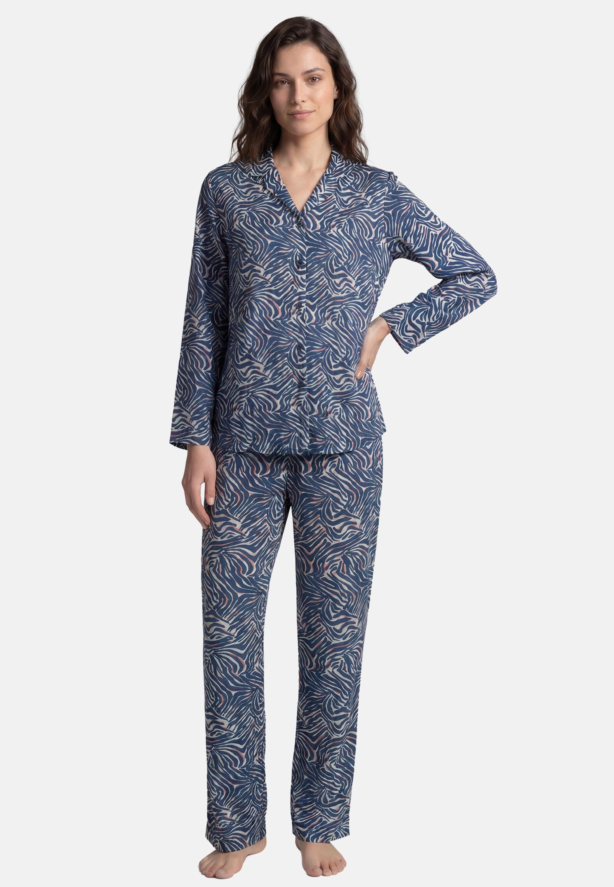 seidensticker Pyjama Classic Web Pyjama - Atmungsaktiv - Set aus Langarm-Oberteil und langer Hose