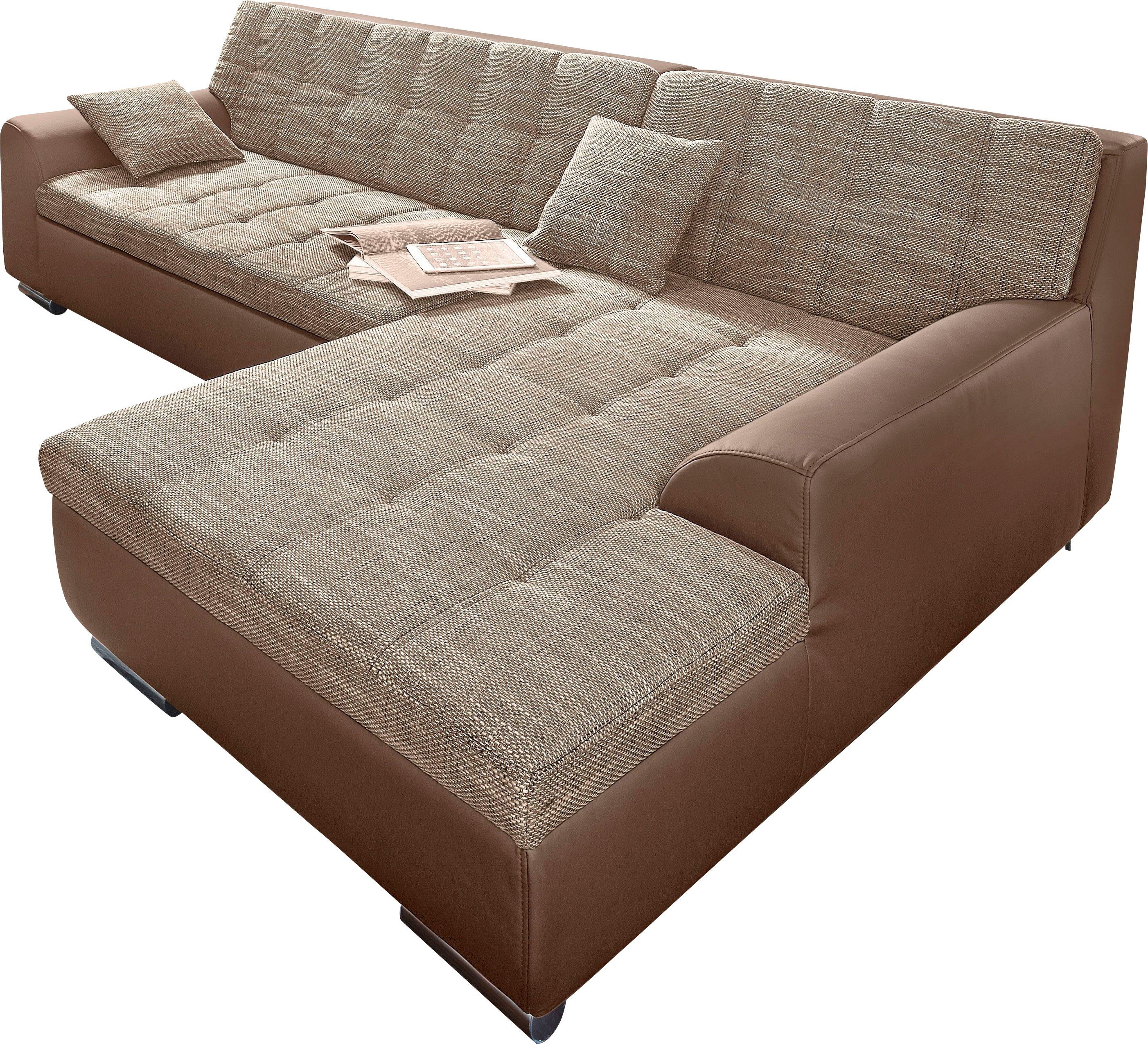 DOMO collection Ecksofa Treviso viele Bezüge, auch in Cord, L-Form, B/T/H: 267/80/83 cm, mit Bettfunktion, inkl. Zierkissen, Unser Dauertiefpreis