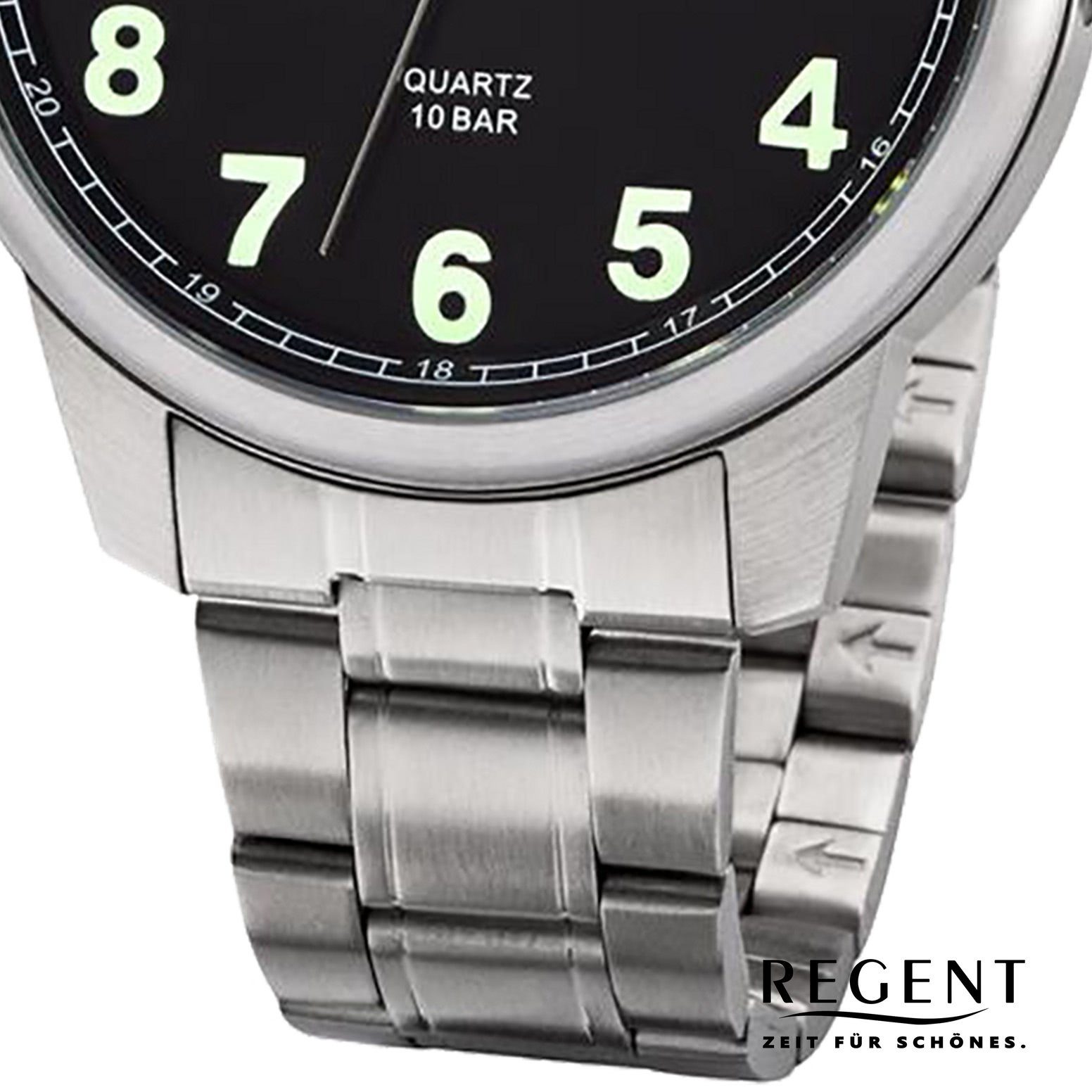 Herren groß 41mm), Regent (ca. Uhr Quarzuhr Metallarmband Quarz, Armbanduhr rund, Herren Regent Metall F-1189