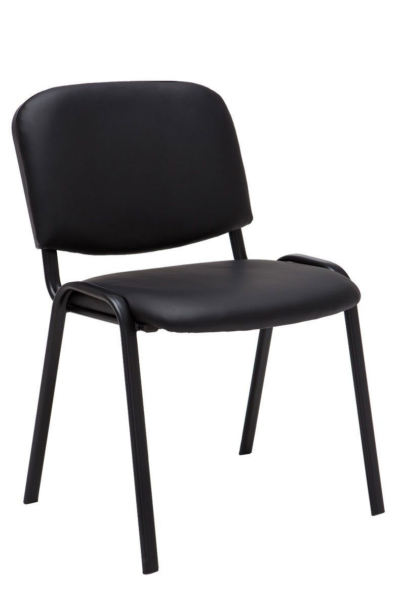 TPFLiving Besucherstuhl Keen mit hochwertiger Polsterung - Konferenzstuhl (Besprechungsstuhl - Warteraumstuhl - Messestuhl), Gestell: Metall matt schwarz - Sitzfläche: Kunstleder schwarz