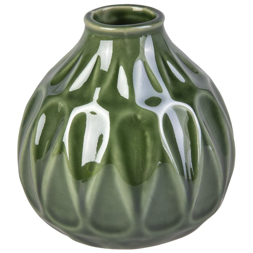 MICA Dekovase Vase bauchig - grün - ca. 10 x 11 cm