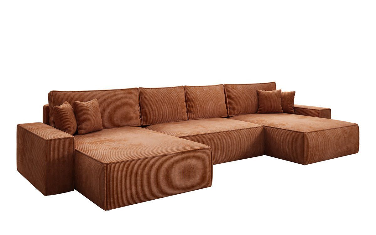 Luxusbetten24 Schlafsofa Designer Sofa Lunaro U in Cord, mit Schlaffunktion und Stauraum