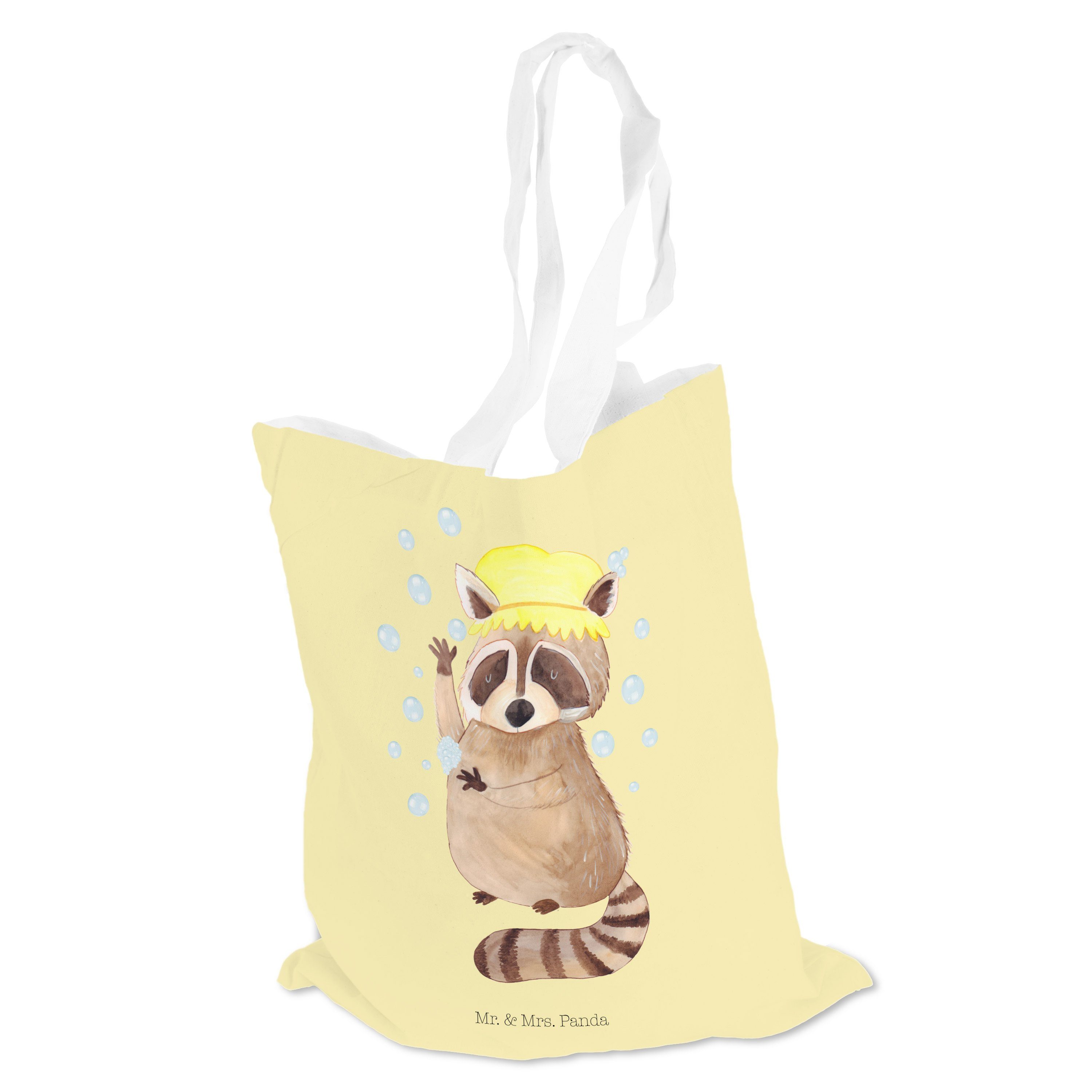 Mr. & Mrs. Panda Tragetasche Gelb Waschbär - Einkaufstasche, Geschenk, - Pastell Beute (1-tlg) Tiermotive