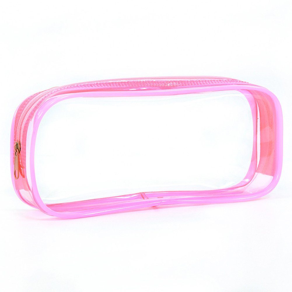 Blusmart Federmäppchen Transparentes Federmäppchen Mit Reißverschluss Und Farbstreifen pink