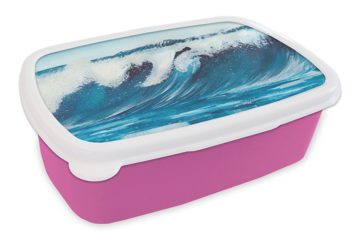 MuchoWow Lunchbox Golf - Meer - Aquarell, Kunststoff, (2-tlg), Brotbox für Erwachsene, Brotdose Kinder, Snackbox, Mädchen, Kunststoff rosa