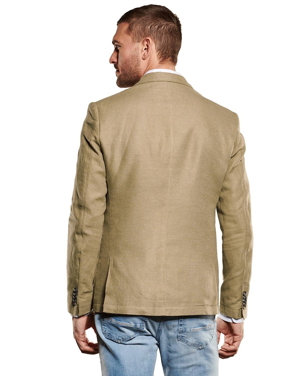 emilio adani Sakko Herren Freizeit-Sakko mit Leinenanteil, Khaki