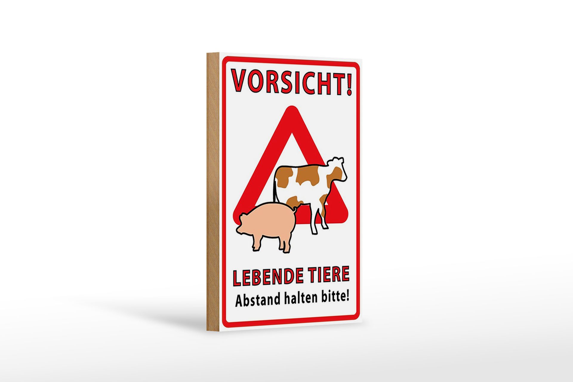 Femer GmbH Holzbild Spruch 12x18 cm Vorsicht lebende Tiere Abstand, Sprüche Zitate Lustiges (1 St), Glatte Holzfaserplatte (MDF), vorn beschichtet
