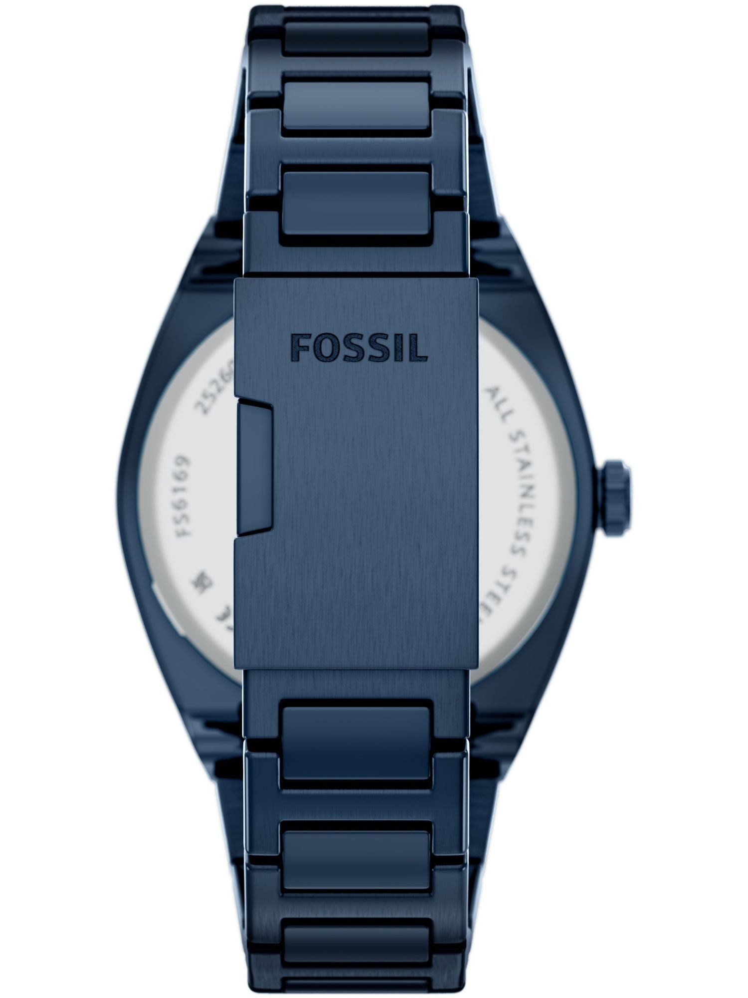 Fossil Quarzuhr FS6169 FS6169, Fossil FS6169 EVERETT Uhr Herrenuhr Edelstahl Datum blau