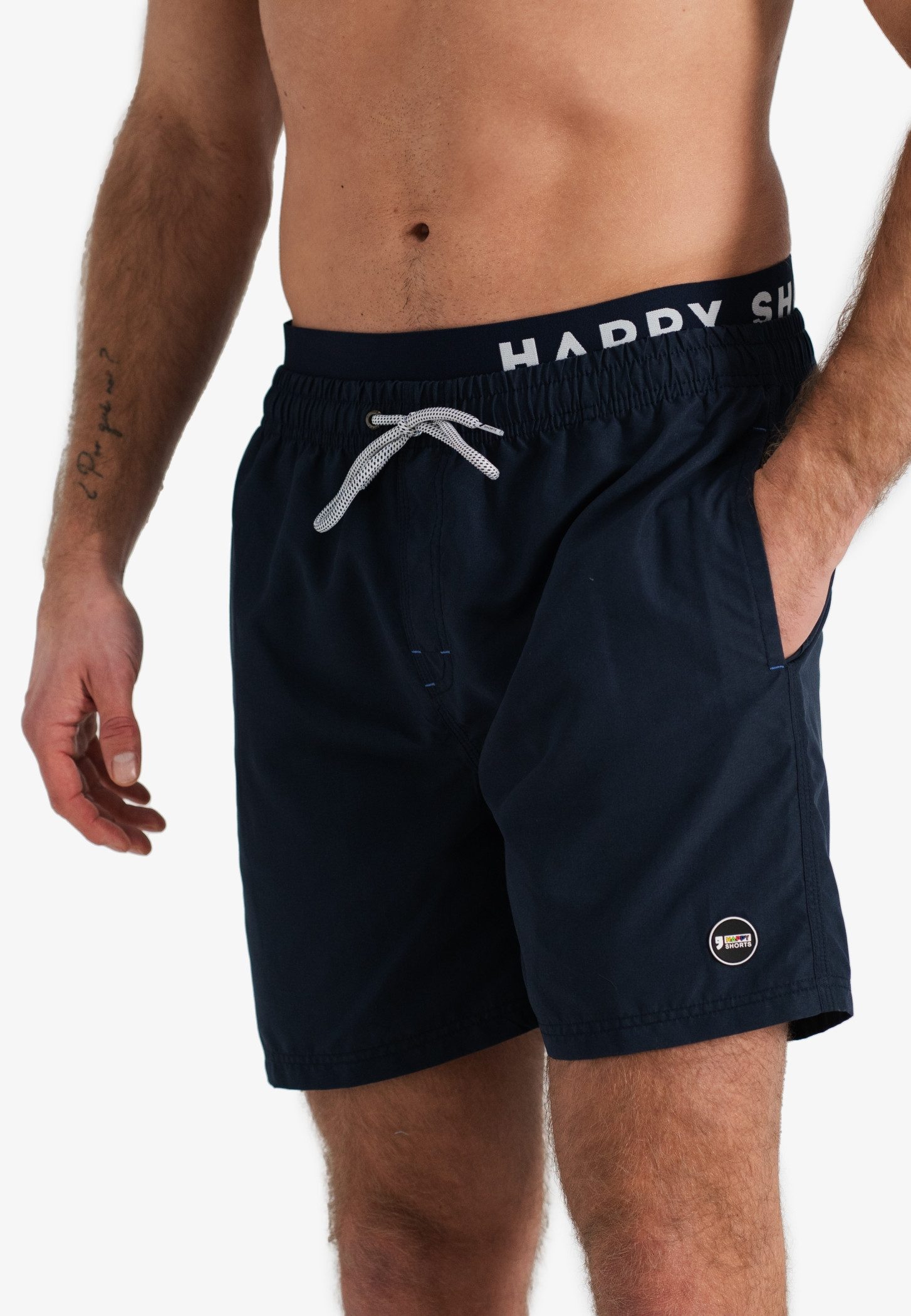 HAPPY SHORTS Badehose HAPPY SHORTS Herren Badeshorts Strandshort Navy mit W günstig online kaufen