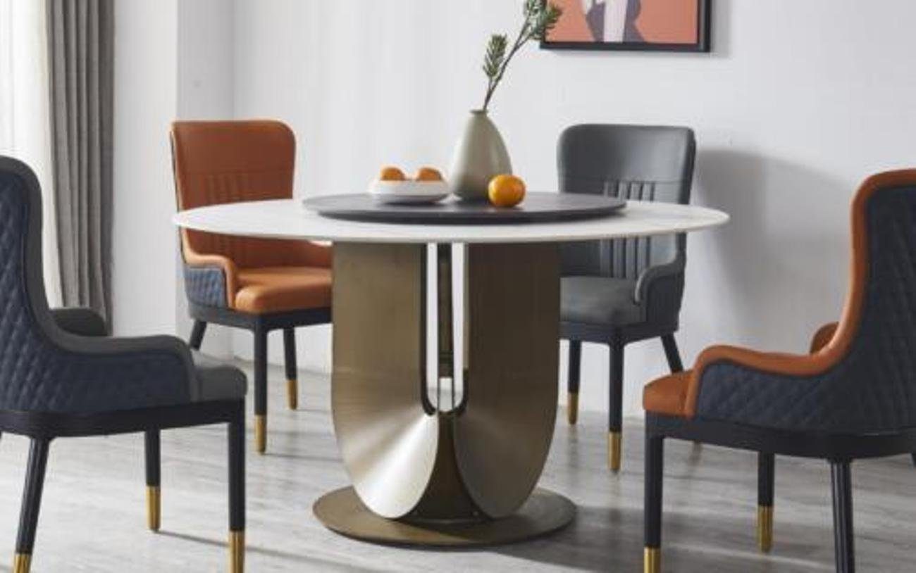 JVmoebel Esstisch, Runder Esszimmer Tisch Möbel Design Säulen Rund Tische Stein