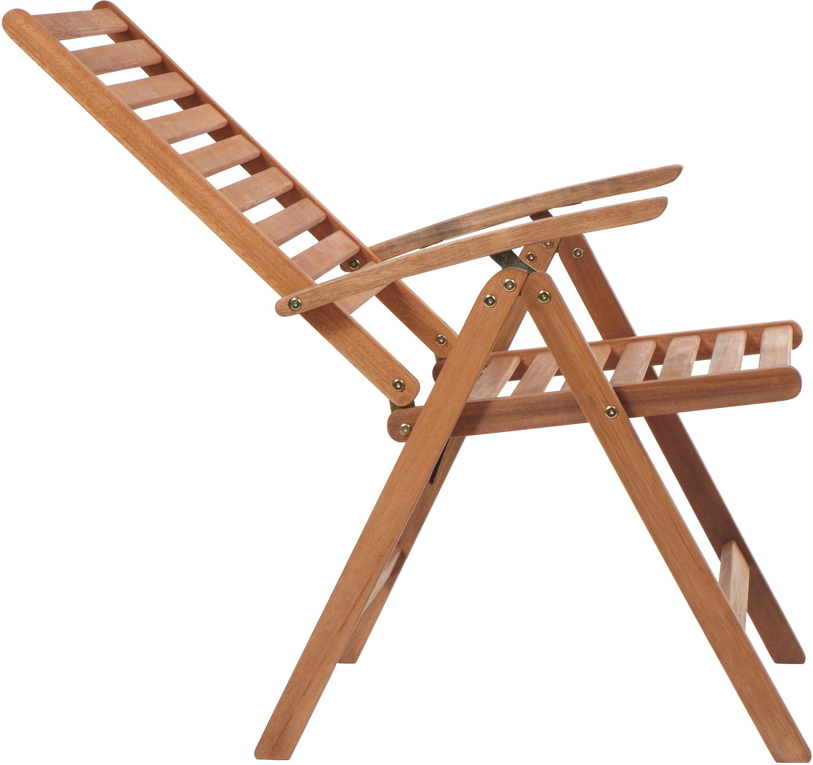 MERXX Gartenstuhl Borkum, TOPSELLER! (Set, 2 St), Eukalyptus, verstellbar, braun, inkl. Auflage