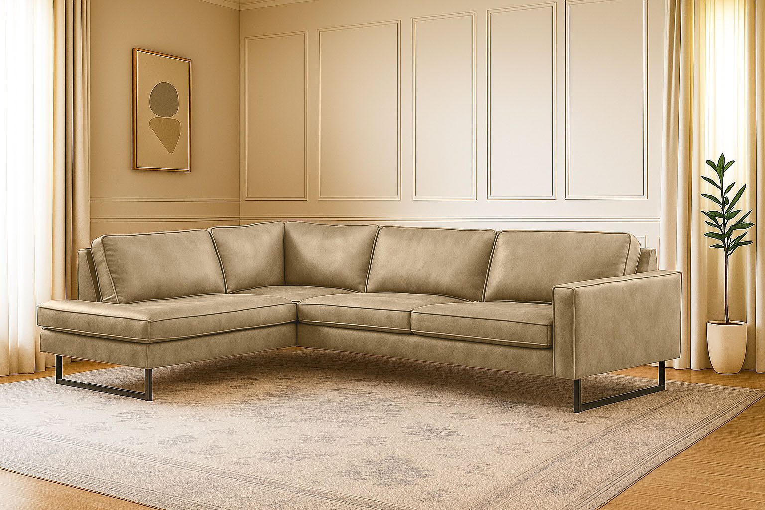 Home affaire Ecksofa Pinto, 290 cm, Cord, Chenille, Lederoptik, Ottomane li günstig online kaufen