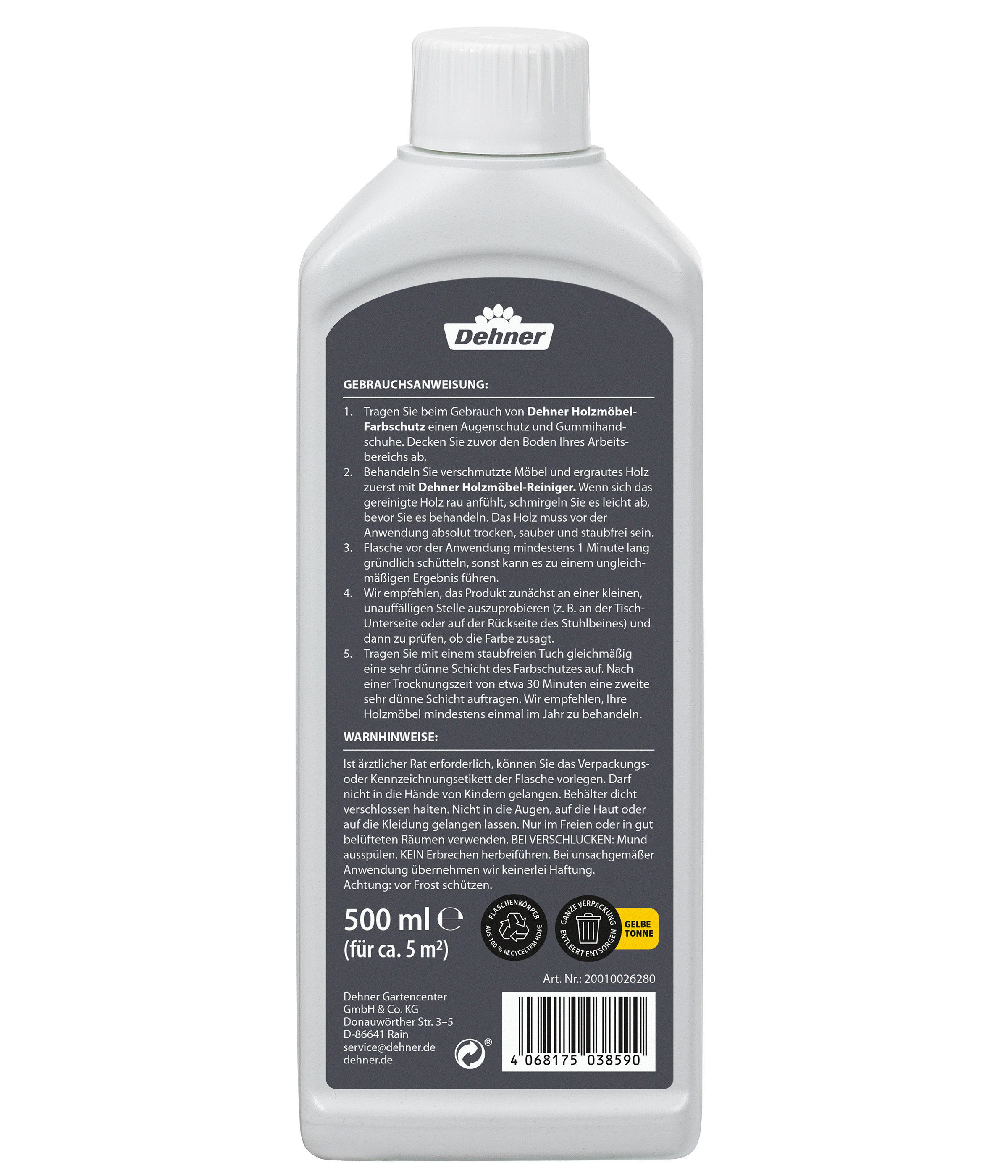 Dehner Holzmöbel-Farbschutz, Farbauffrischer für Gartenmöbel, 500 ml Möbelpflegeöl-Set, Farbschutz Pflege für Outdoor Möbel