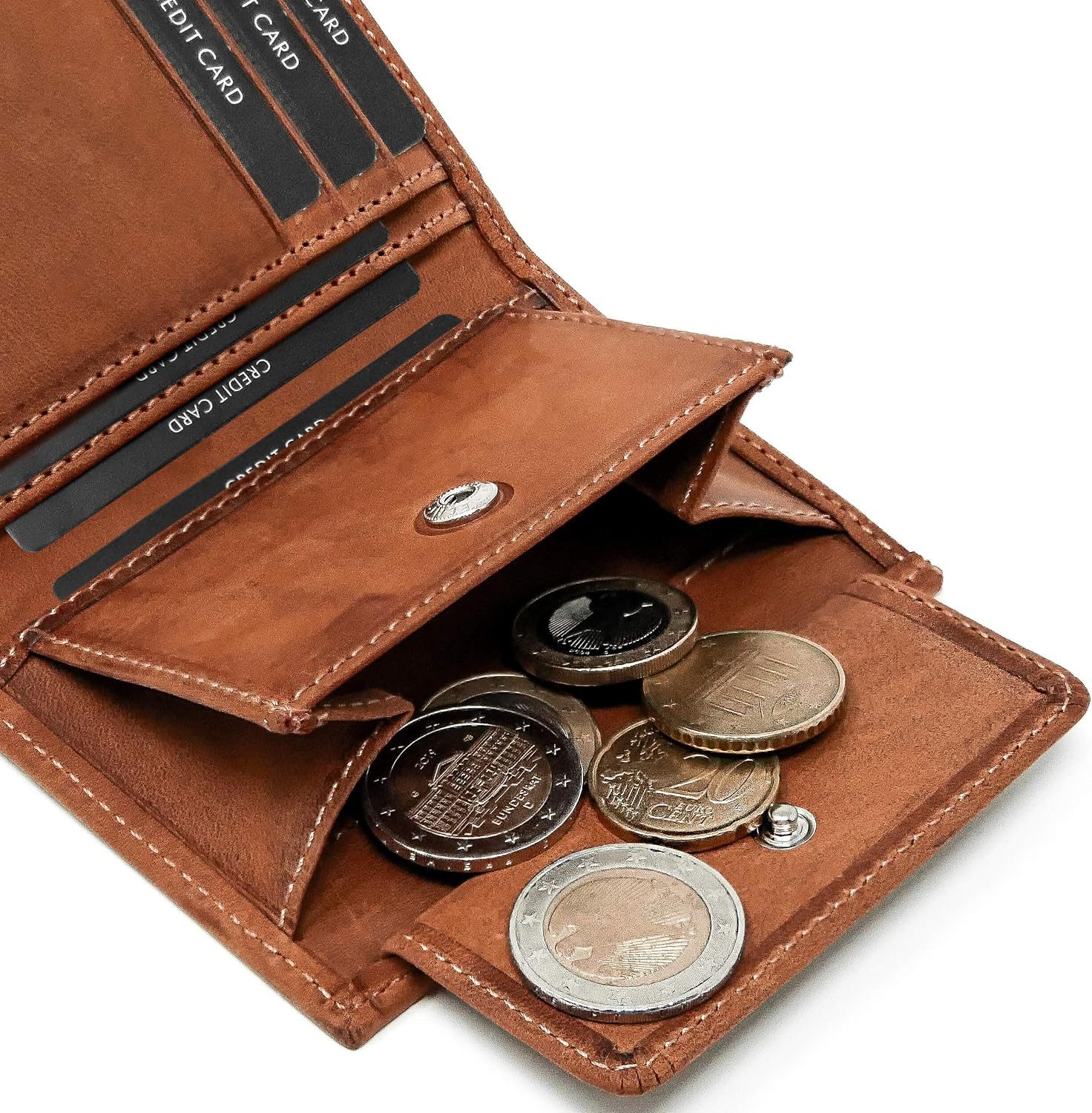 Wolfstrøm Geldbörse 'Sveylå' – Hochformat Wallet mit Münzfach & RFID-Blocker – Leder (Made in Europe, Design in Germany), Mini Wallet – Bild 3 von 4