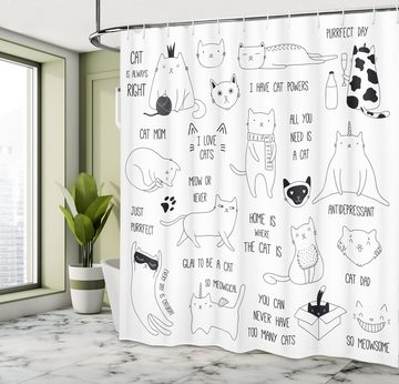 Abakuhaus Duschvorhang Moderner Digitaldruck mit 12 Haken auf Stoff Wasser Resistent Breite 175 cm, Höhe 180 cm, Katzen Katze ist immer Recht Saying