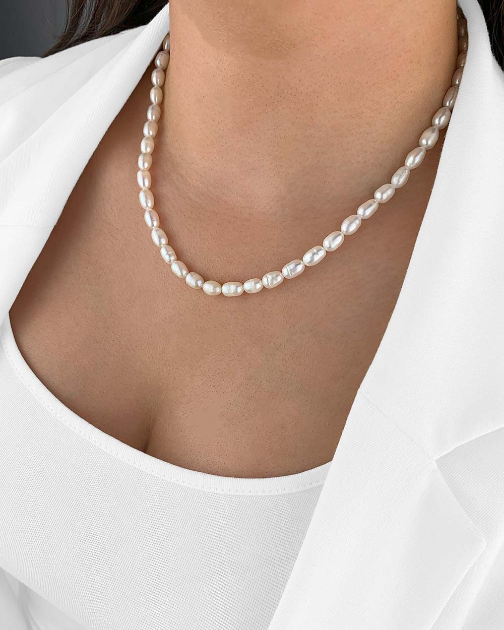 DANIEL CLIFFORD Perlenkette 'Pearl' Damen Halskette Silber 925 echte Süßwasserzuchtperle (inkl. Verpackung), haut- und allergiefreundlich, elegante Perlenkette – Bild 4 von 4
