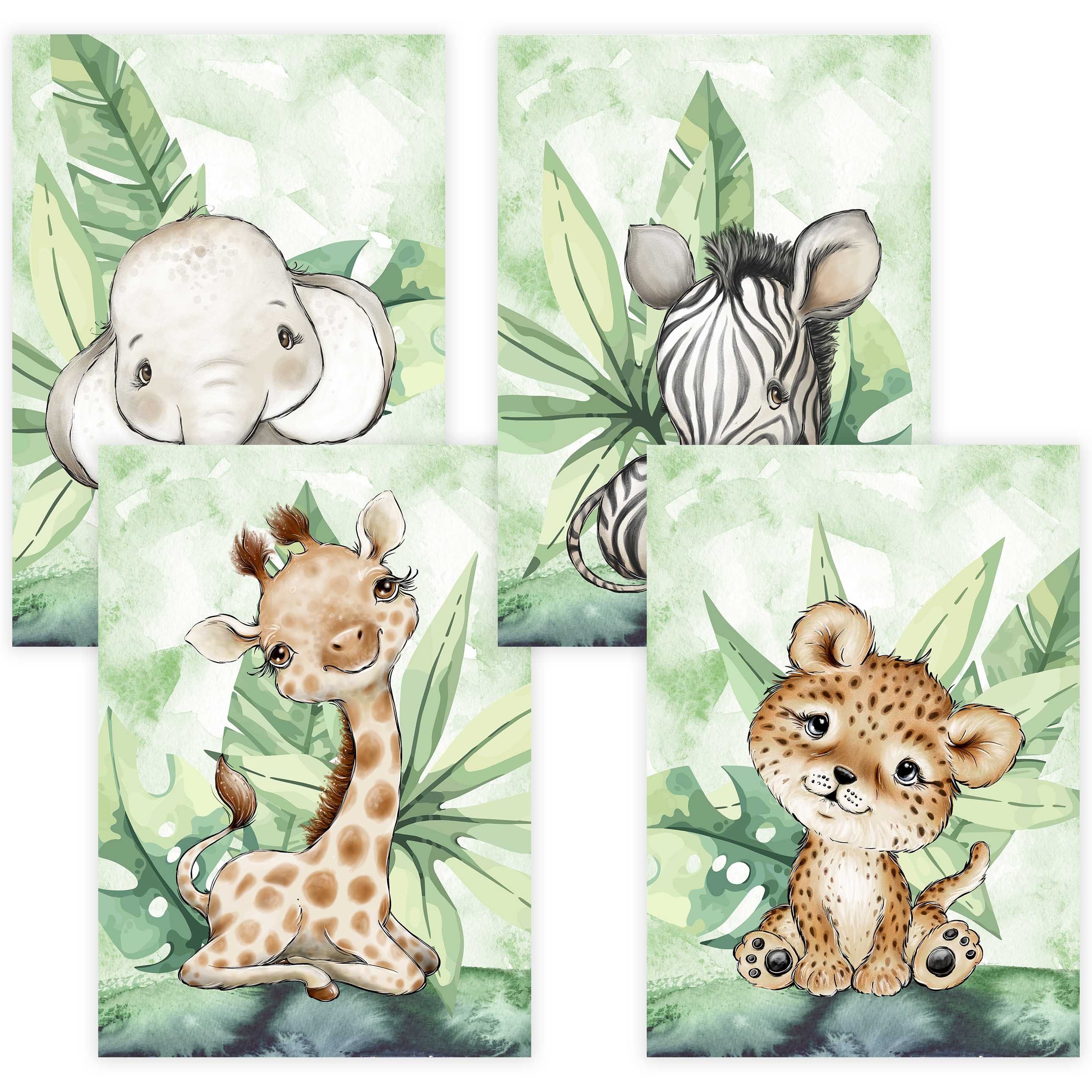 Poster Kinderzimmer Poster 4er Set Premium P717 / Dschungel