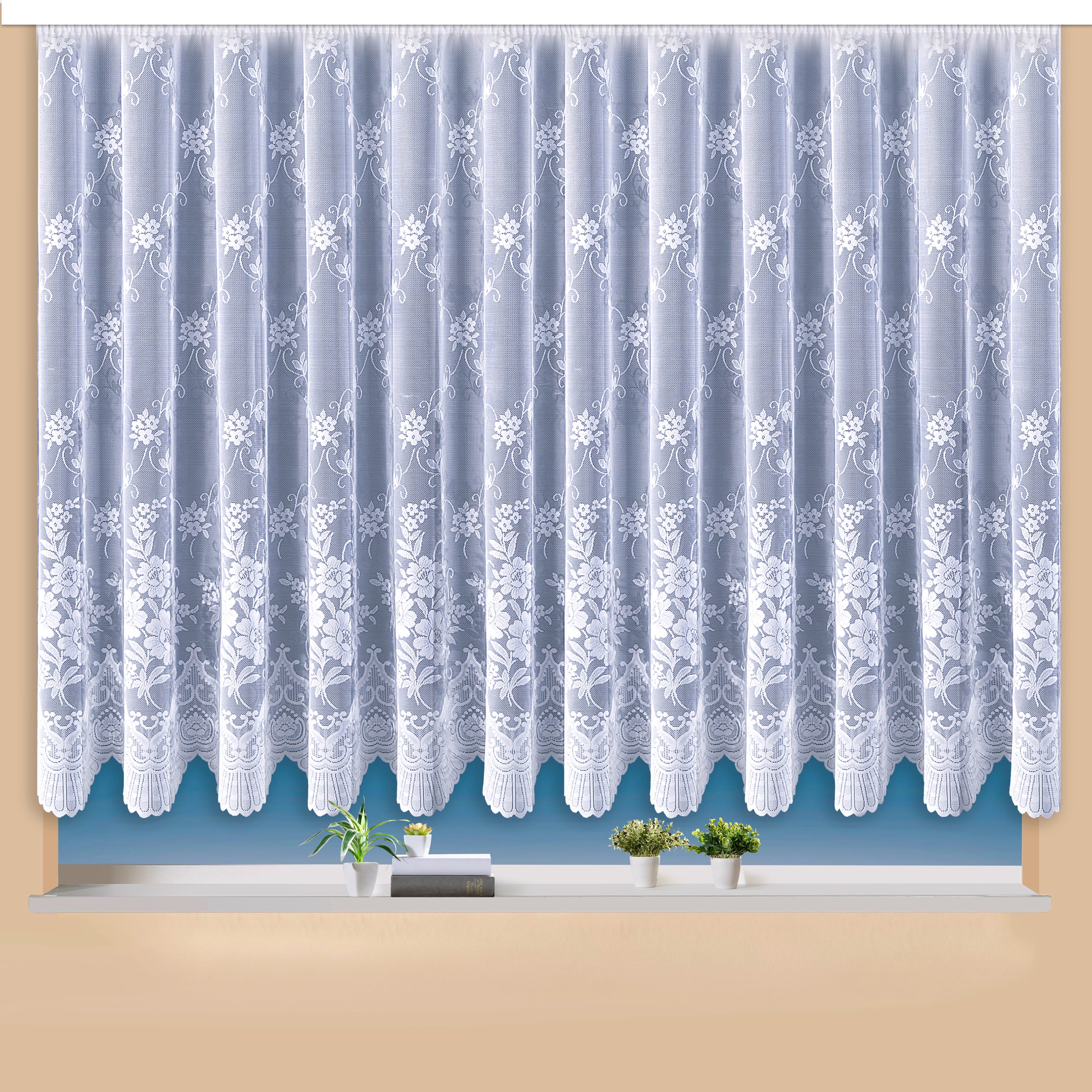 Weckbrodt Gardine Siena (1 St), Kräuselband, halbtransparent, Jacquard, Jacquard, strukturiert, Allover,Floral,halbtransparent, Bordüre, Store