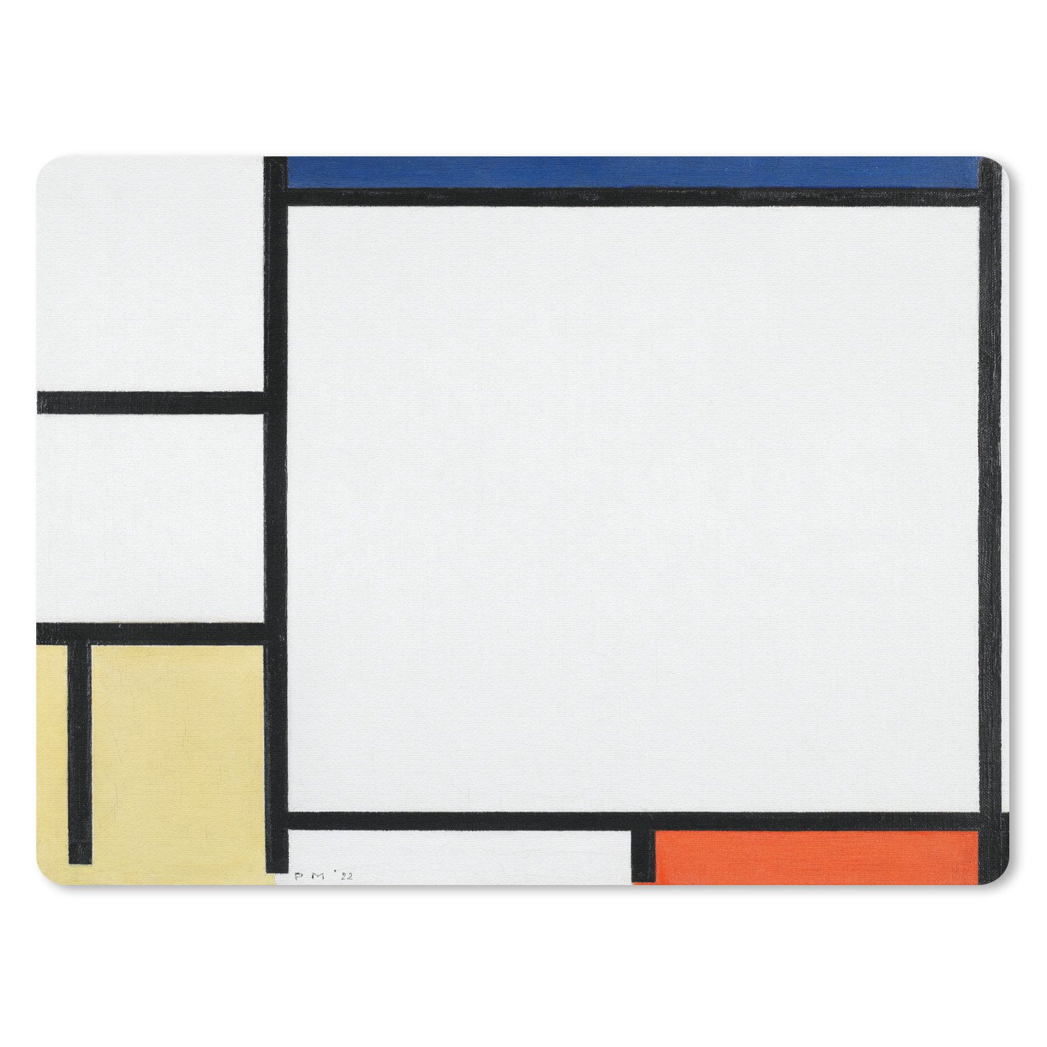 MuchoWow Mauspad Komposition mit Blau, Gelb, Schwarz und Rot - Piet Mondrian (1-St), Gaming, Mousepad Klein, Büro Zubehör, Mausunterlage, 23x19 cm
