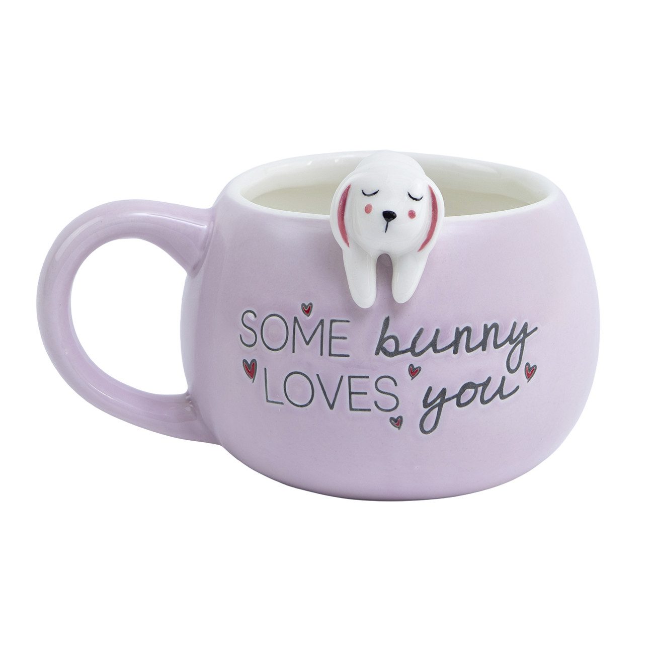 Geda Labels GmbH Tasse Somebunny rosa, 1-tlg., Keramik, Rosa, 400ml, mit 3D Figur am Rand