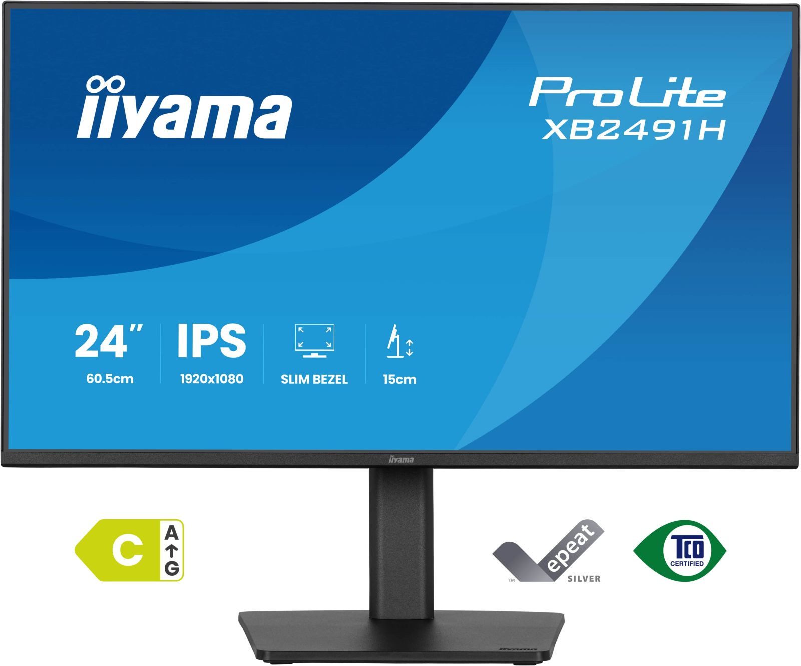 Iiyama 24 XB2491H-B1 HDMI DP TFT-Monitor (1920 x 1080 px, Full HD, 120 Hz, IPS, Adaptive-Sync, HDCP, Pivot, Höhenverstellbar)