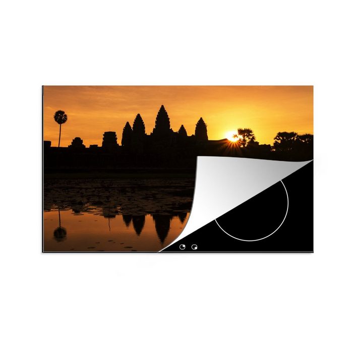 MuchoWow Herdblende-/Abdeckplatte Roter Himmel über dem Angkor Wat in Kambodscha Vinyl (1 tlg) induktionskochfeld Schutz für die küche Ceranfeldabdeckung