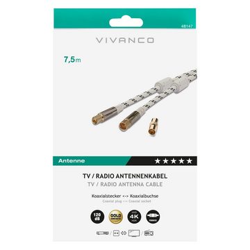 Vivanco Audio- & Video-Kabel, Antennenkabel, (750 cm), vergoldet, 120dB