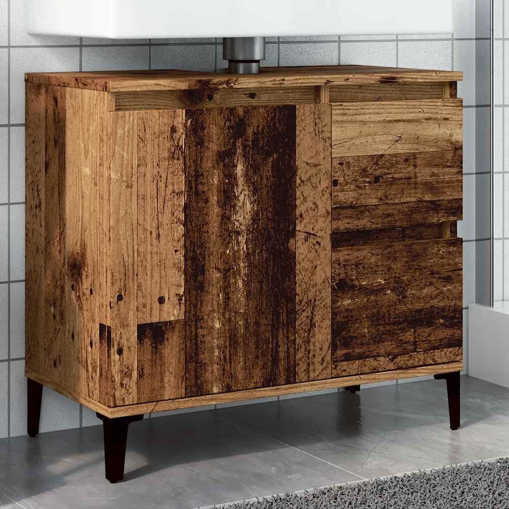 vidaXL Badezimmerspiegelschrank Waschbeckenunterschrank Altholz-Optik 65x33x60 cm Holzwerkstoff (1-St)