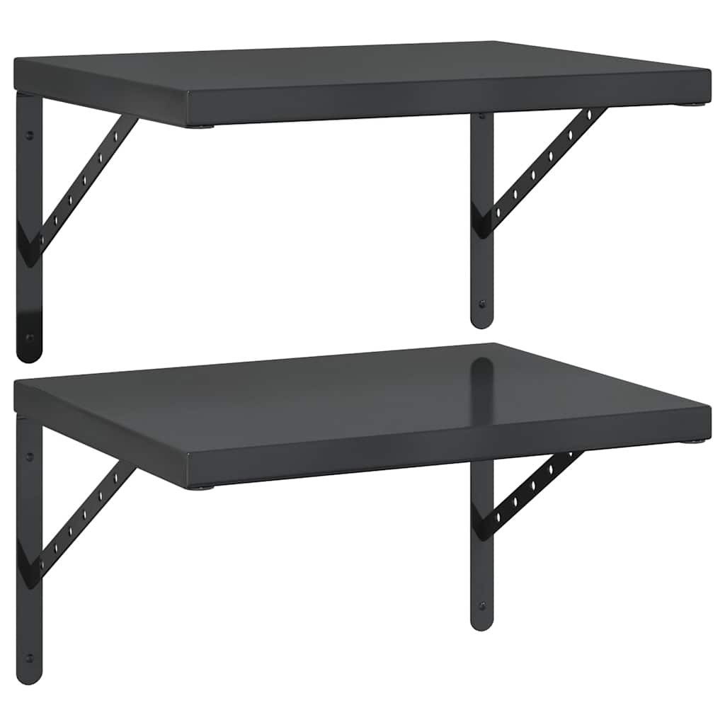vidaXL Regal Wandregale 2 Stk. 50x40 cm Schwarz Edelstahl, 1-tlg.