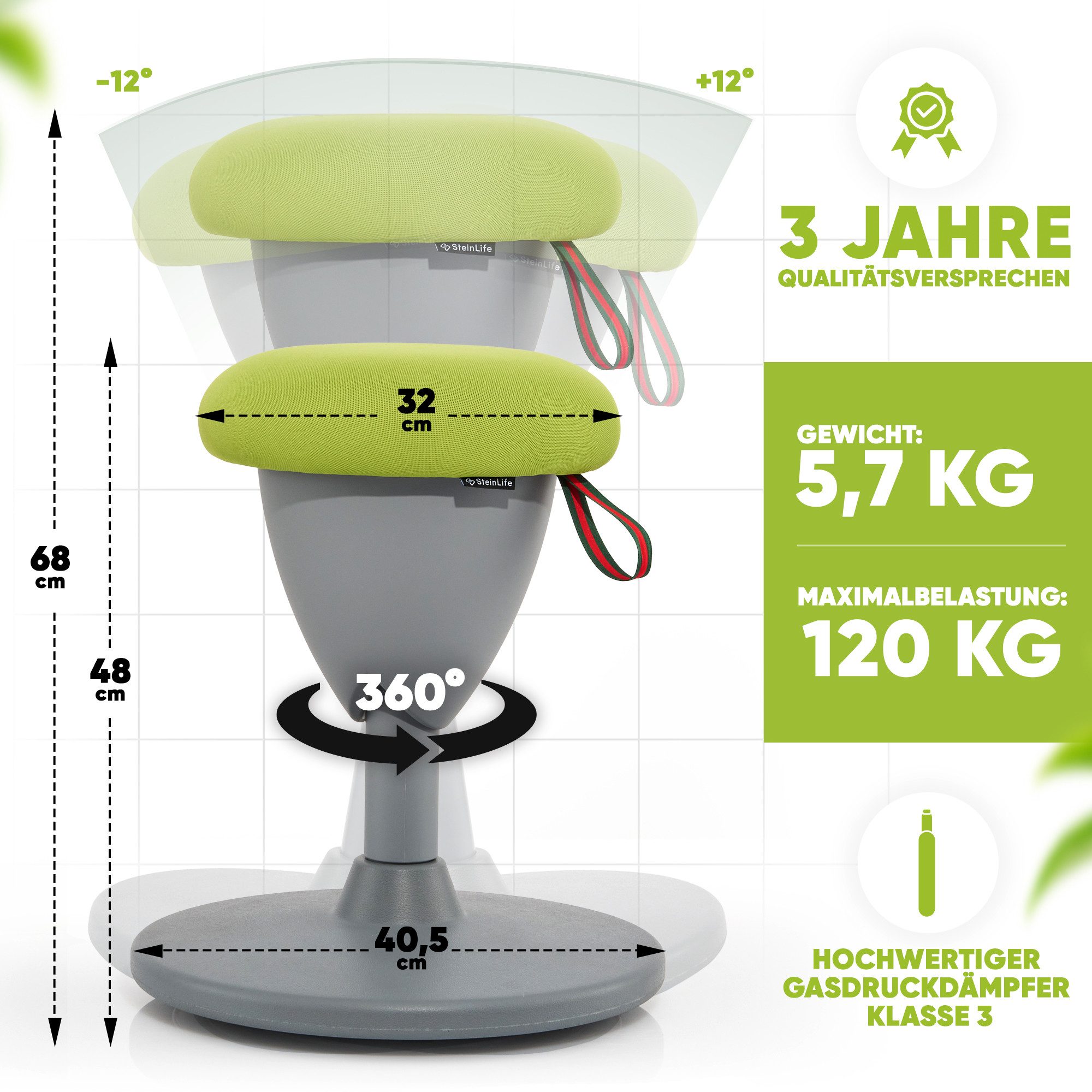 Steinlife Arbeitshocker Ergonomisch [TESTSIEGER] Bürohocker Höhenverstellba günstig online kaufen