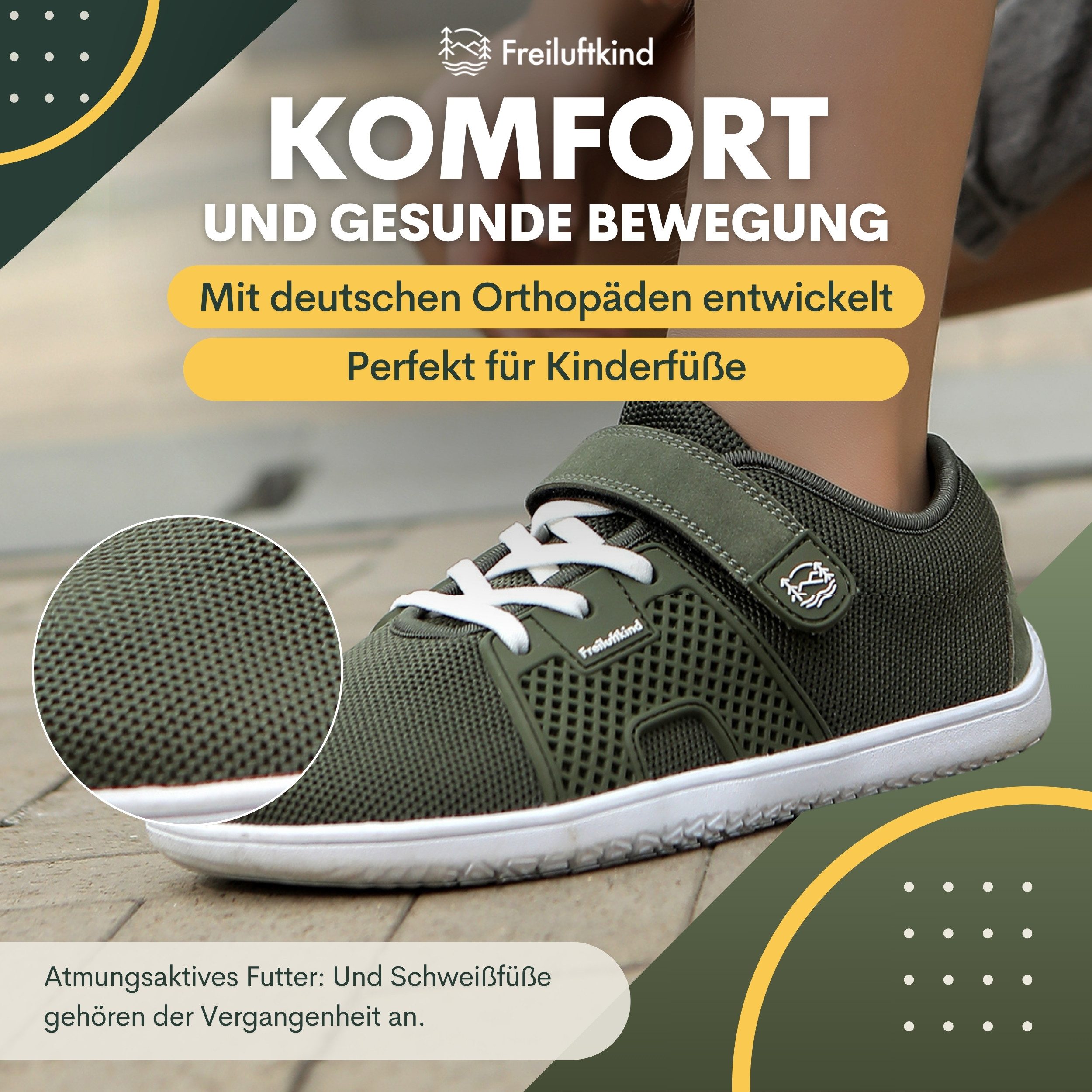Freiluftkind Hokkaido Kids – Gesunde Sneaker Kinder-Barfußschuhe Barfußschuh