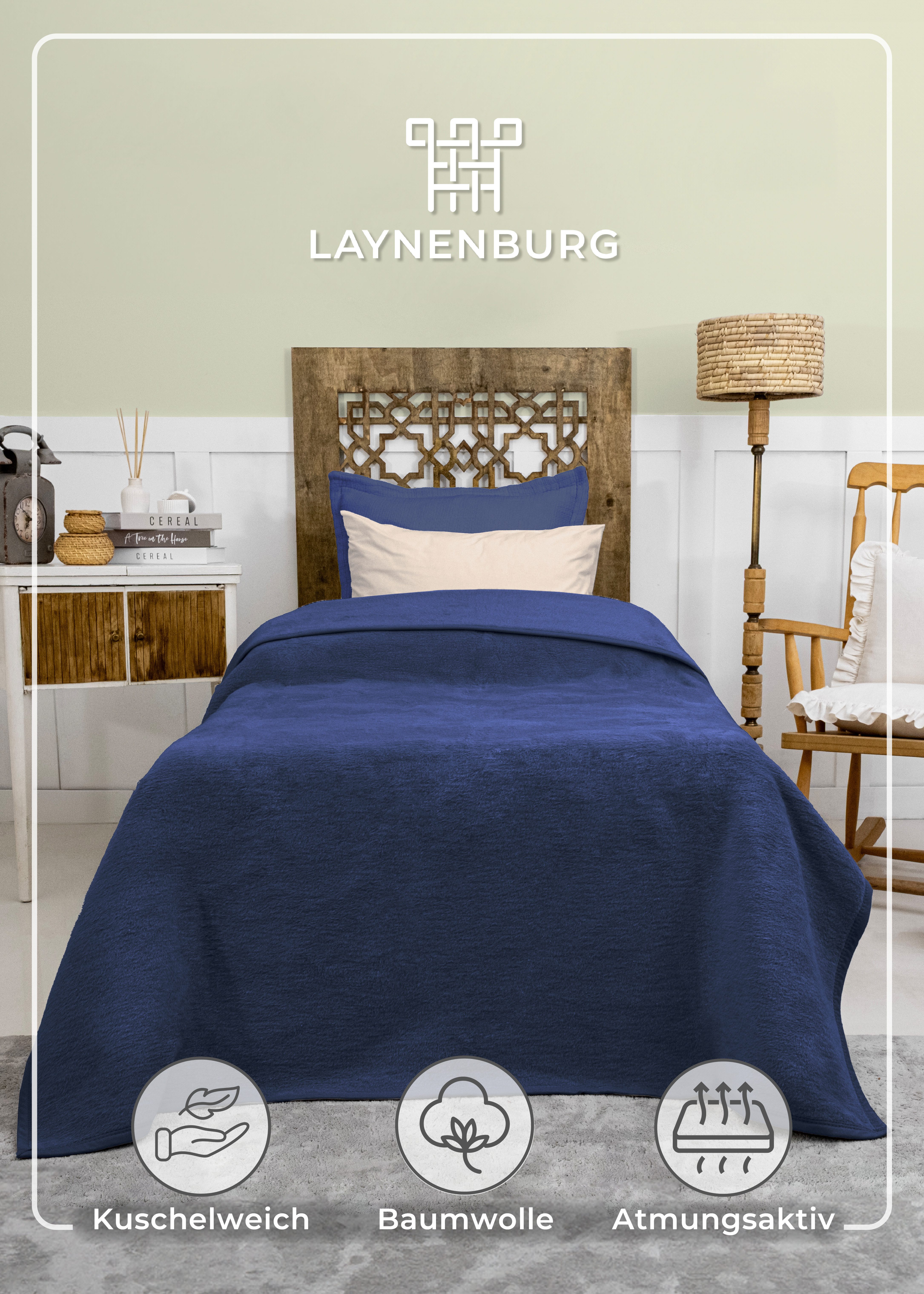 Wohndecke Wohndecke aus Baumwolle - Kuscheldecke, Baumwolldecke -, Laynenburg, Decke als Sofa-decke, Couchdecke, Wolldecke aus Baumwollmix – Bild 2 von 5