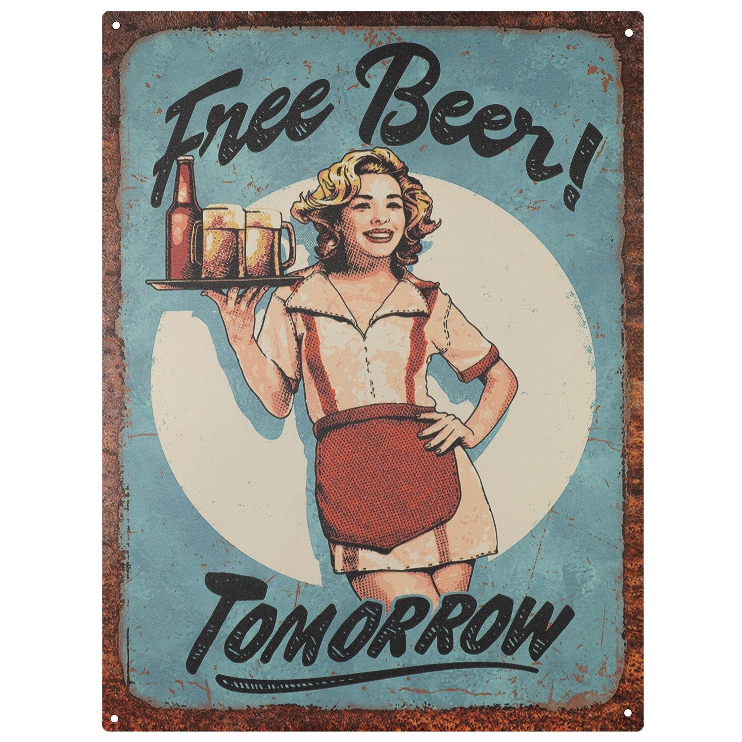 Metallschild Blechschild Free Beer! Tomorrow