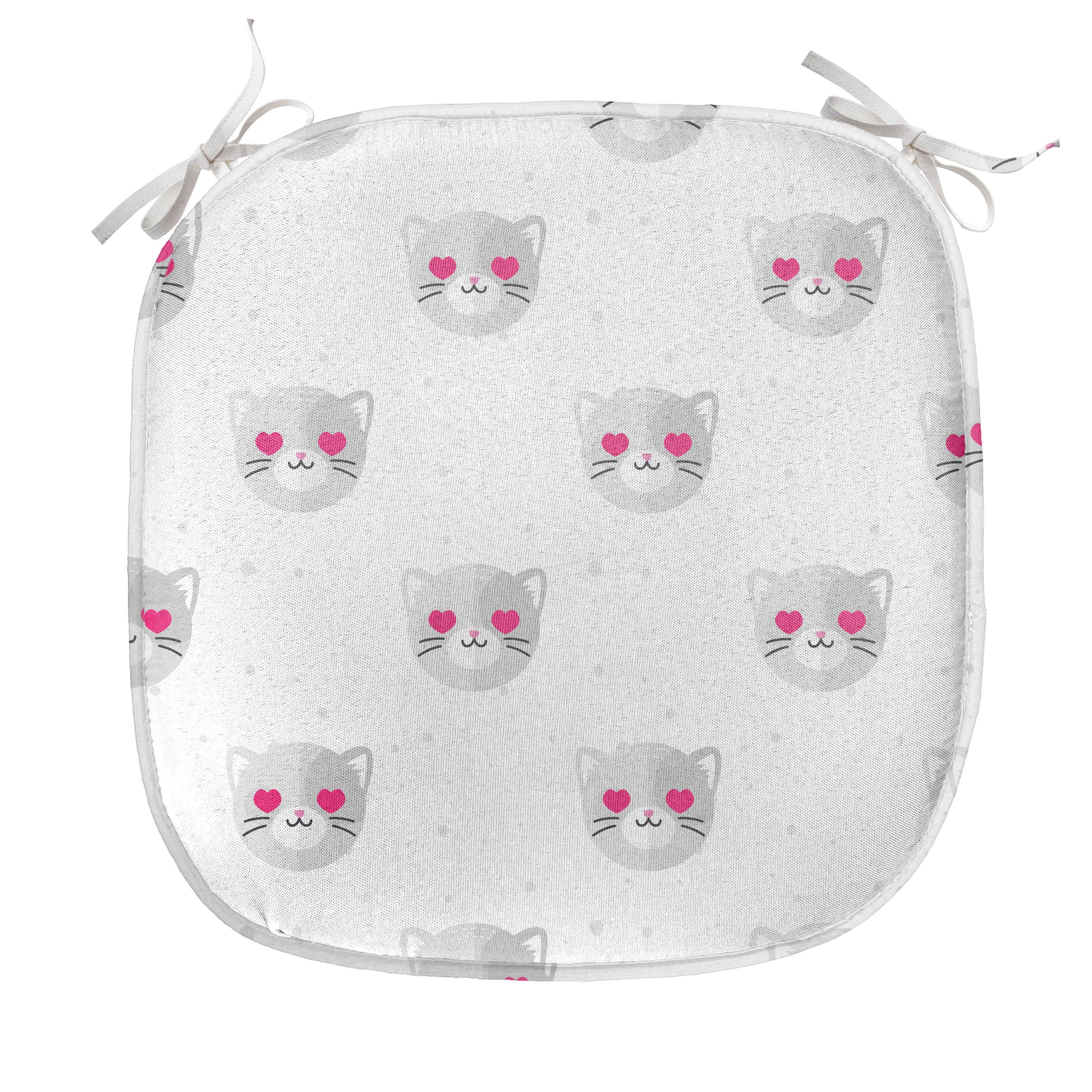Abakuhaus emoji rosa für Gesichter Kitty Herzen wasserfestes Kissen Riemen mit Dekoratives Stuhlkissen Küchensitze,