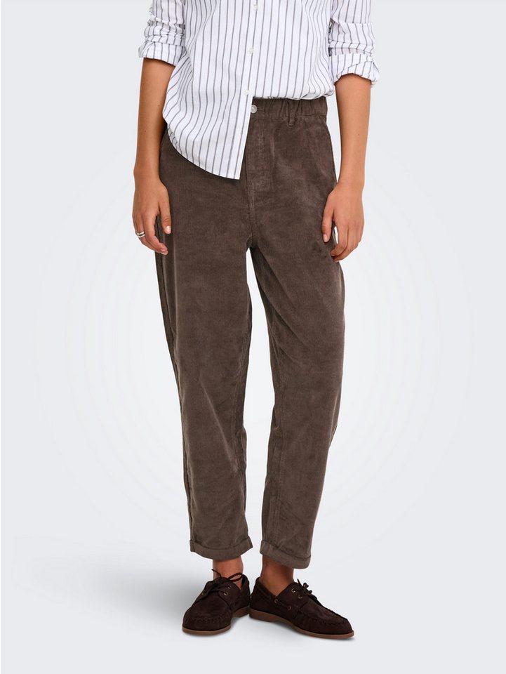 ONLY Cordhose ONLFLORA MW ELA CORD CAROT PANT PNT NOOS Baumwollmischung, Cord, Karottenform