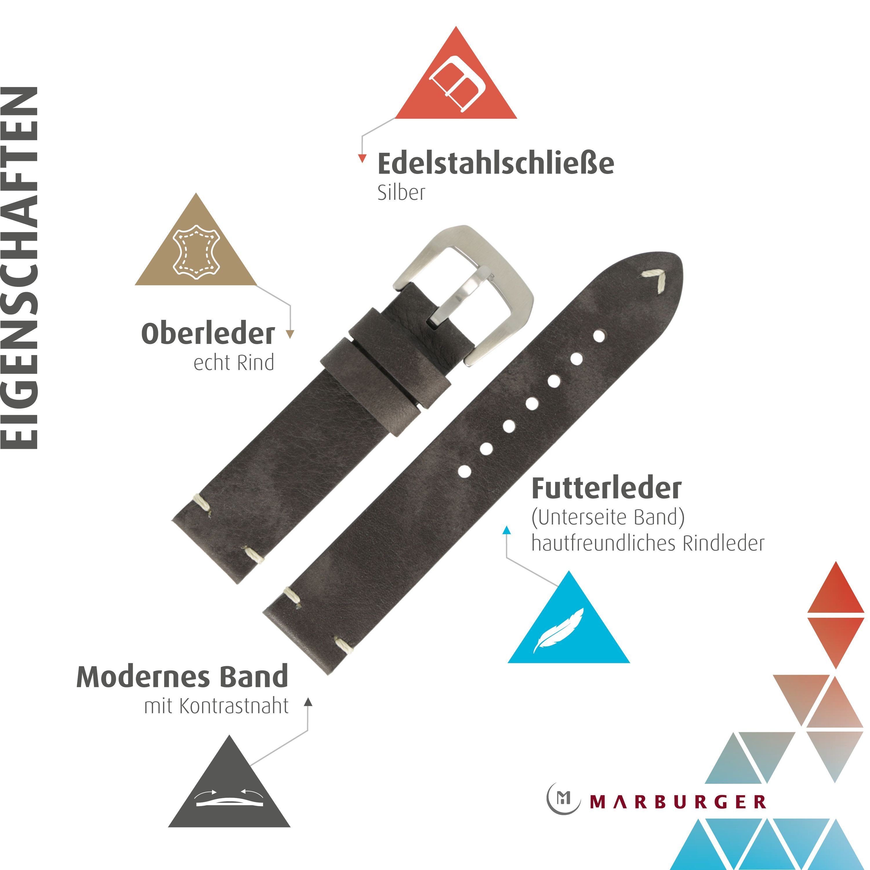 MARBURGER Uhrenarmband 24mm Leder