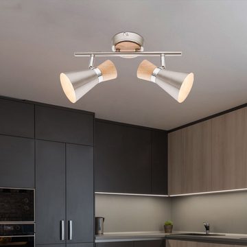etc-shop LED Deckenleuchte, Leuchtmittel nicht inklusive, Holz Decken Leuchte Wohn Zimmer Strahler Beleuchtung Flur Lampe Spots
