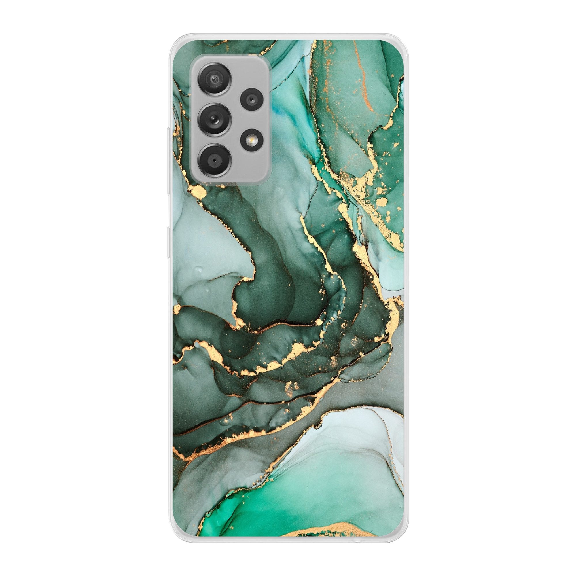 MuchoWow Handyhülle für Samsung Galaxy A53 Gold - Marmor - Grün - Luxus - Marmoroptik - Gr, Smartphone-Bumper, Print, Handy Schutzhülle Dünn
