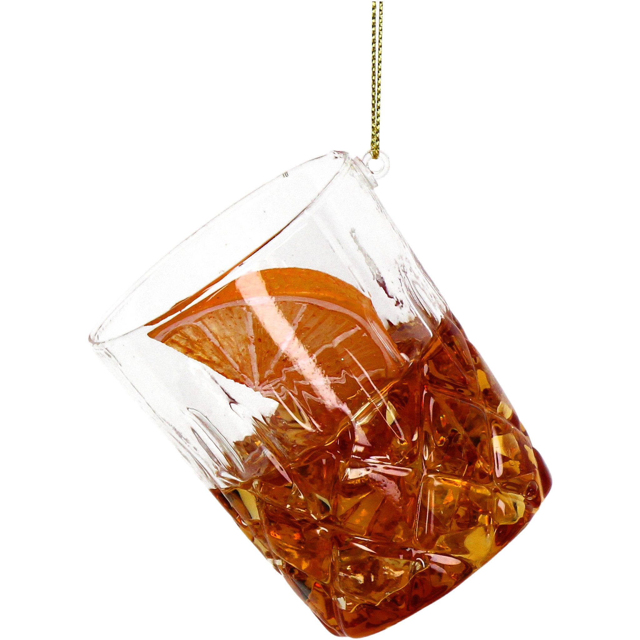 HD Collection Christbaumschmuck, Christbaumschmuck Glas 7,5cm Whisky Cocktail Figur Braun / Klar